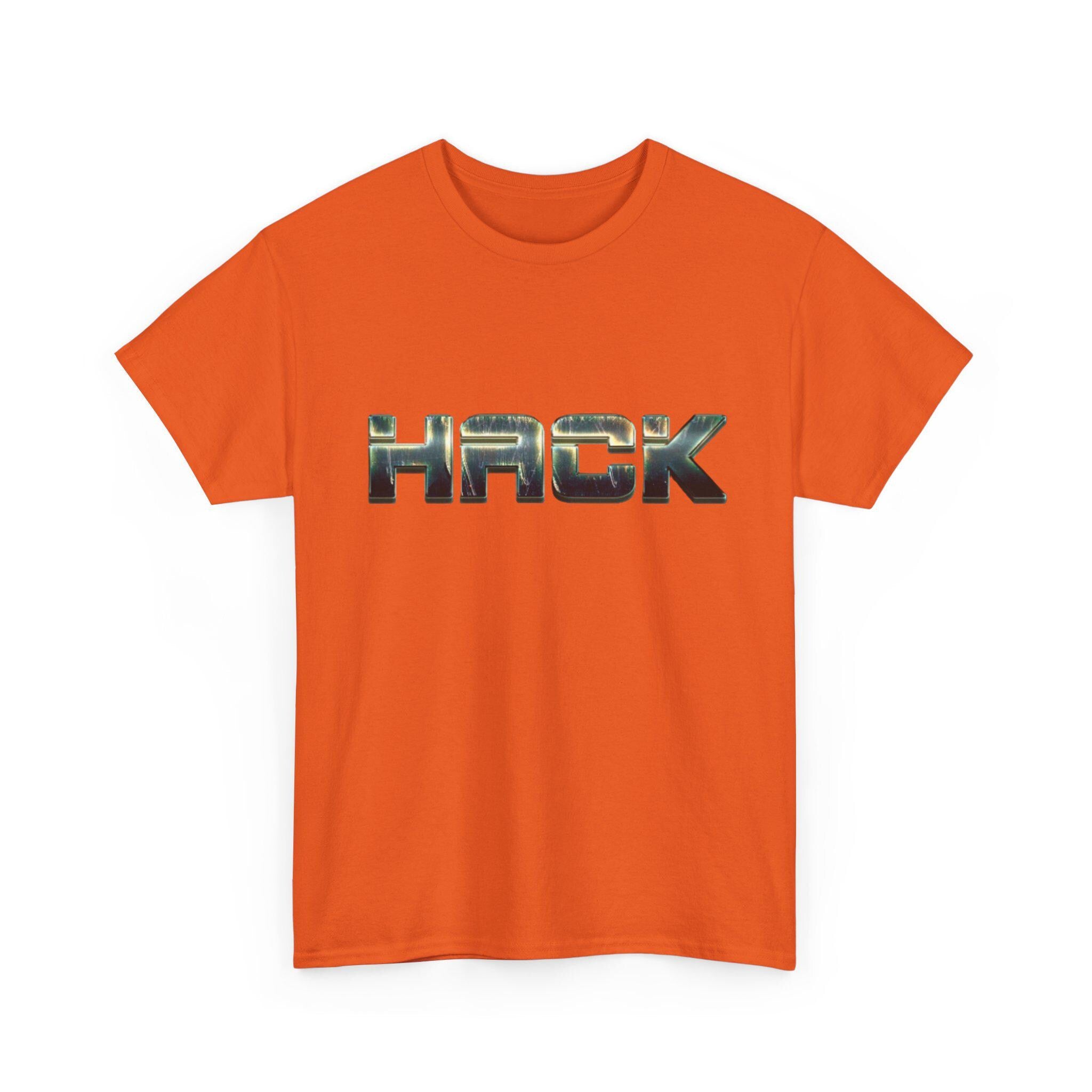 Bold Orange Metallic Camo Logo Tee for Tech Coder Debugging - Heavyweight Cotton Shirt
