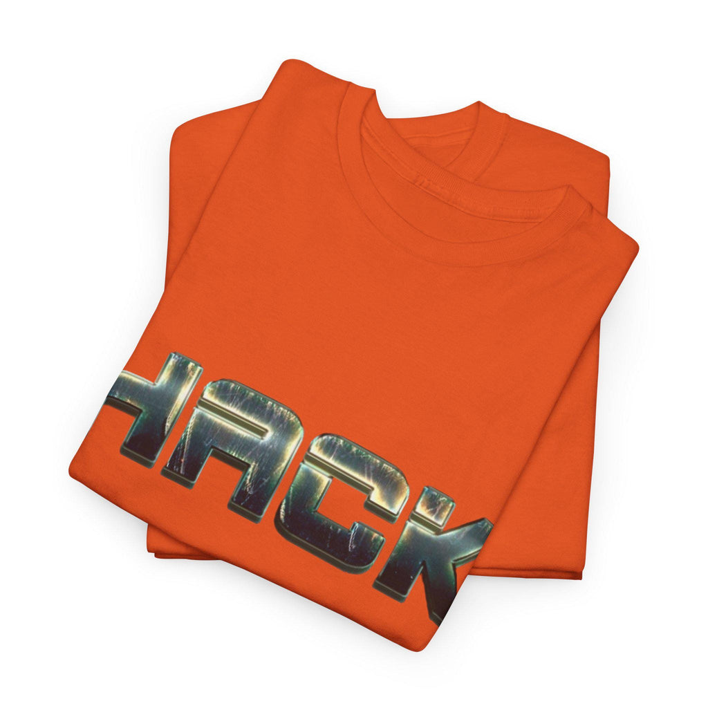 Bold Orange Metallic Camo Logo Tee for Tech Coder Debugging - Heavyweight Cotton Shirt