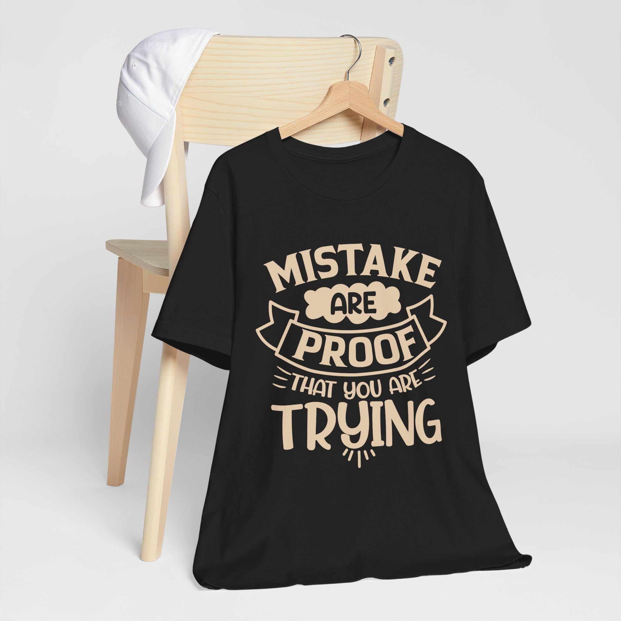 Vintage Mistakes Proof Motivational Tee: Lightweight Breathable Shirt for Everyday Confidence (Cream)