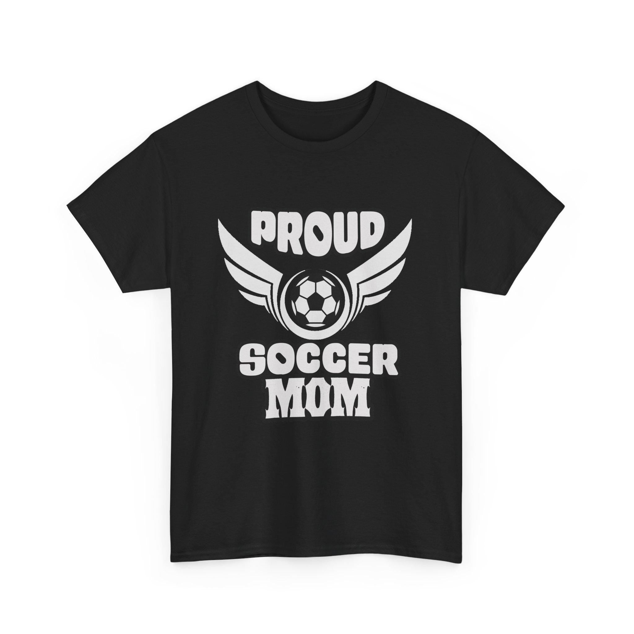 Proud Soccer Mom Shirt with Winged Soccer Ball Graphic Tee