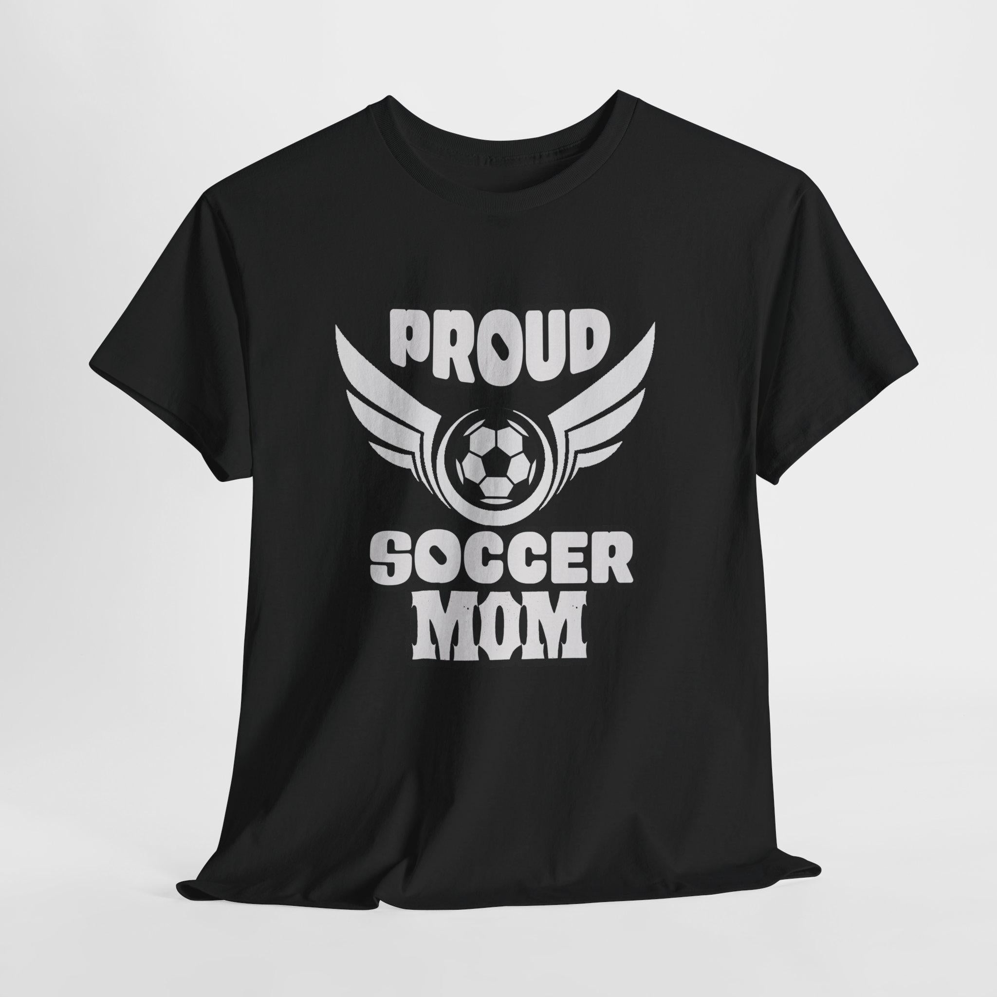 Proud Soccer Mom Shirt with Winged Soccer Ball Graphic Tee