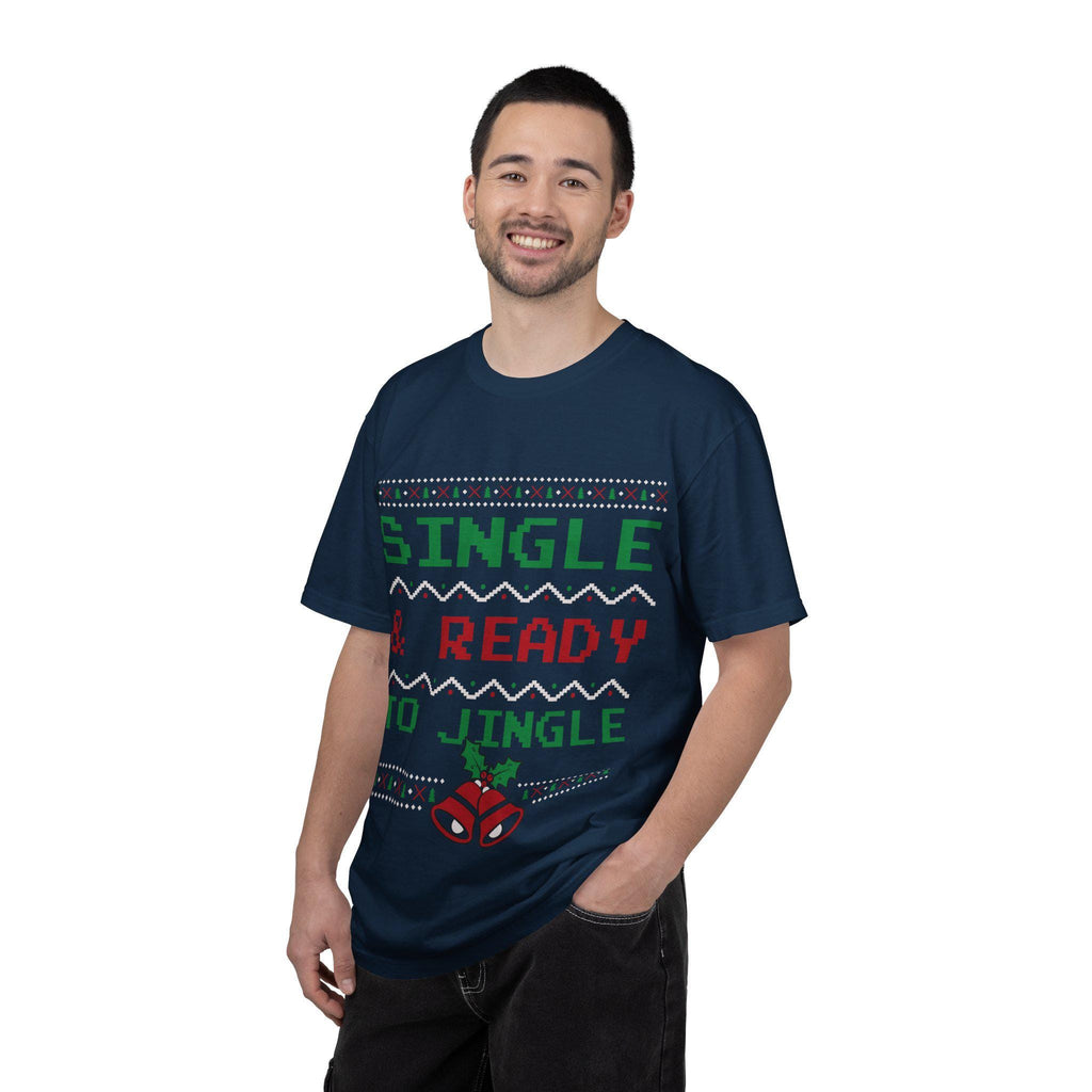 Single and Ready to Jingle Shirt Funny Christmas Tee Pixel Knit Bells Holly Gift
