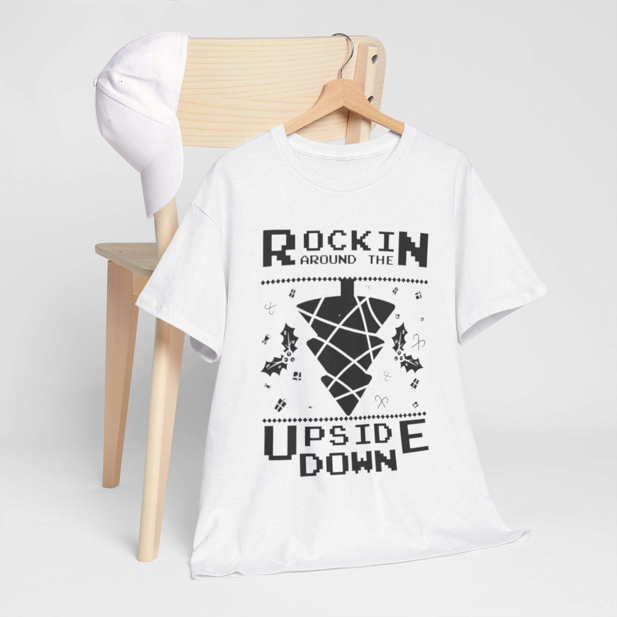 Rockin Around the Upside Down Retro Arcade Pixel Art Graphic T-Shirt