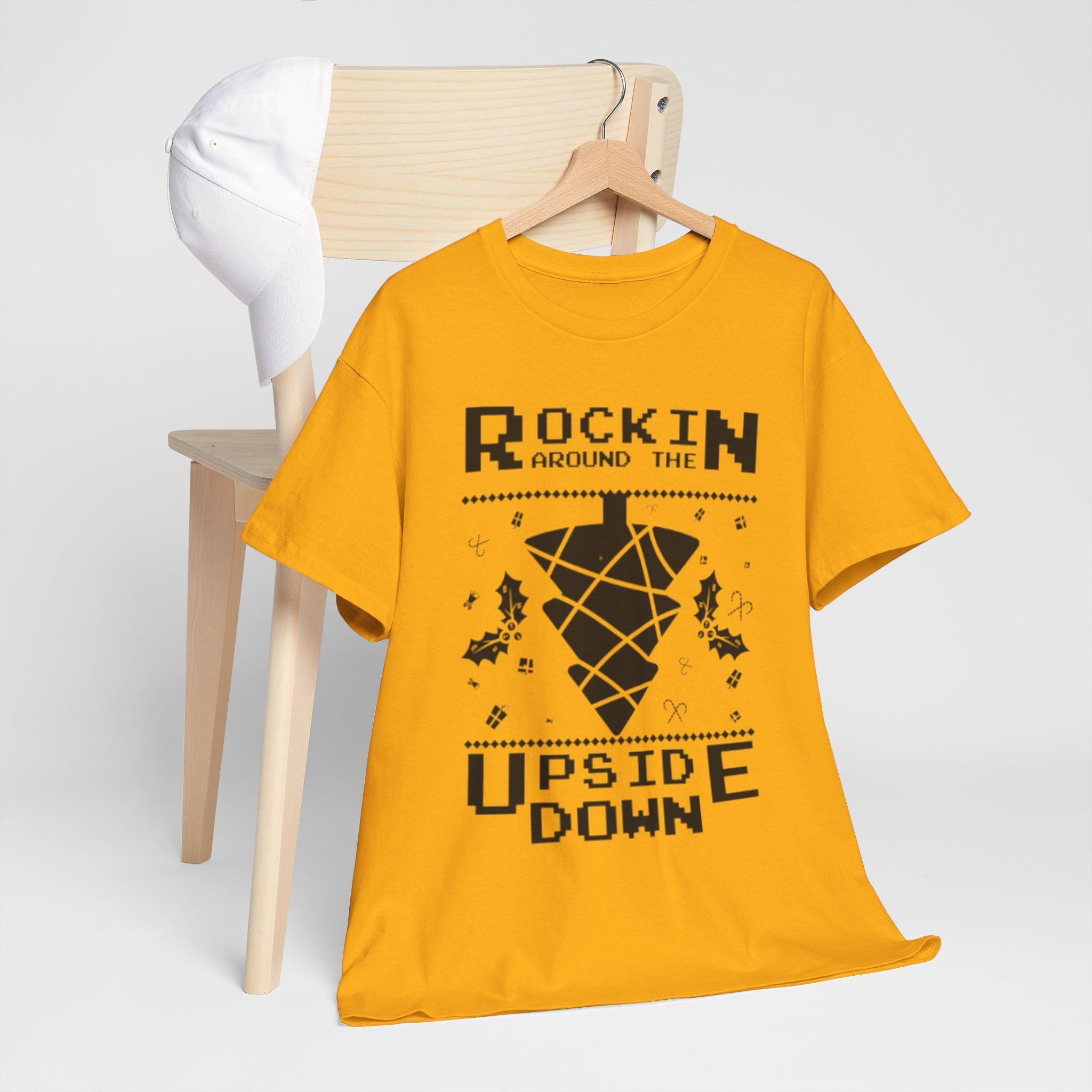Rockin Around the Upside Down Retro Arcade Pixel Art Graphic T-Shirt