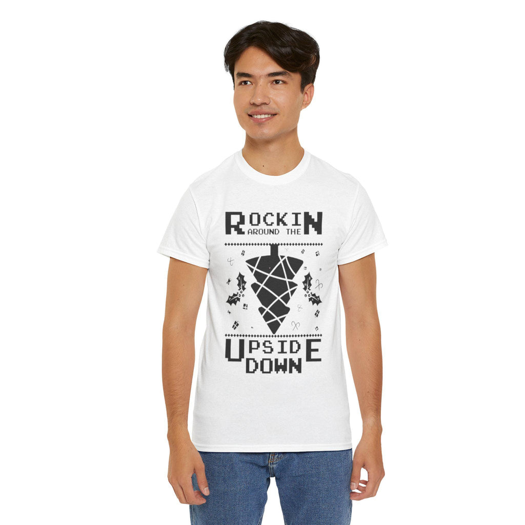 Rockin Around the Upside Down Retro Arcade Pixel Art Graphic T-Shirt