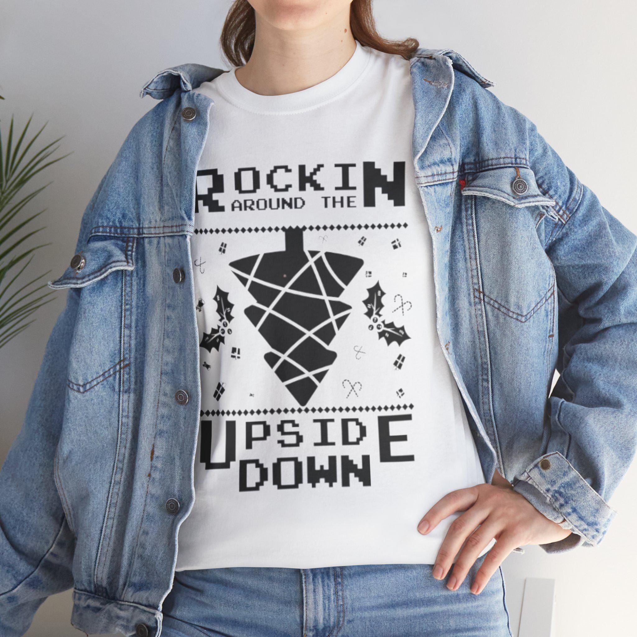 Rockin Around the Upside Down Retro Arcade Pixel Art Graphic T-Shirt