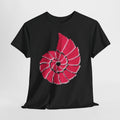 Nautilus Spiral Graphic T Shirt, Coral Red Ocean Shell Design, Coastal Beach Unisex Gift