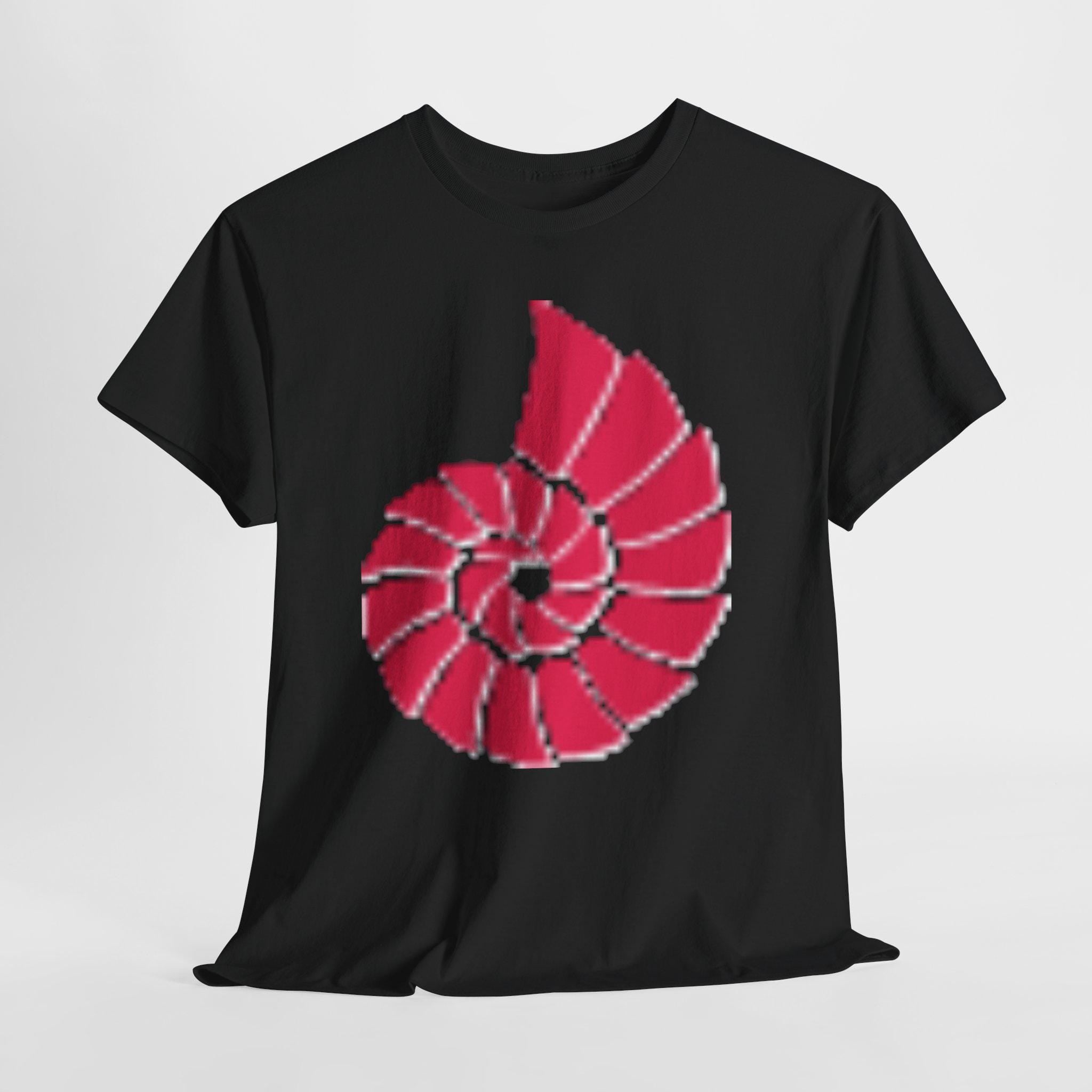 Nautilus Spiral Graphic T Shirt, Coral Red Ocean Shell Design, Coastal Beach Unisex Gift