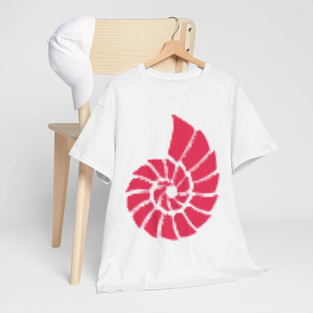Nautilus Spiral Graphic T Shirt, Coral Red Ocean Shell Design, Coastal Beach Unisex Gift