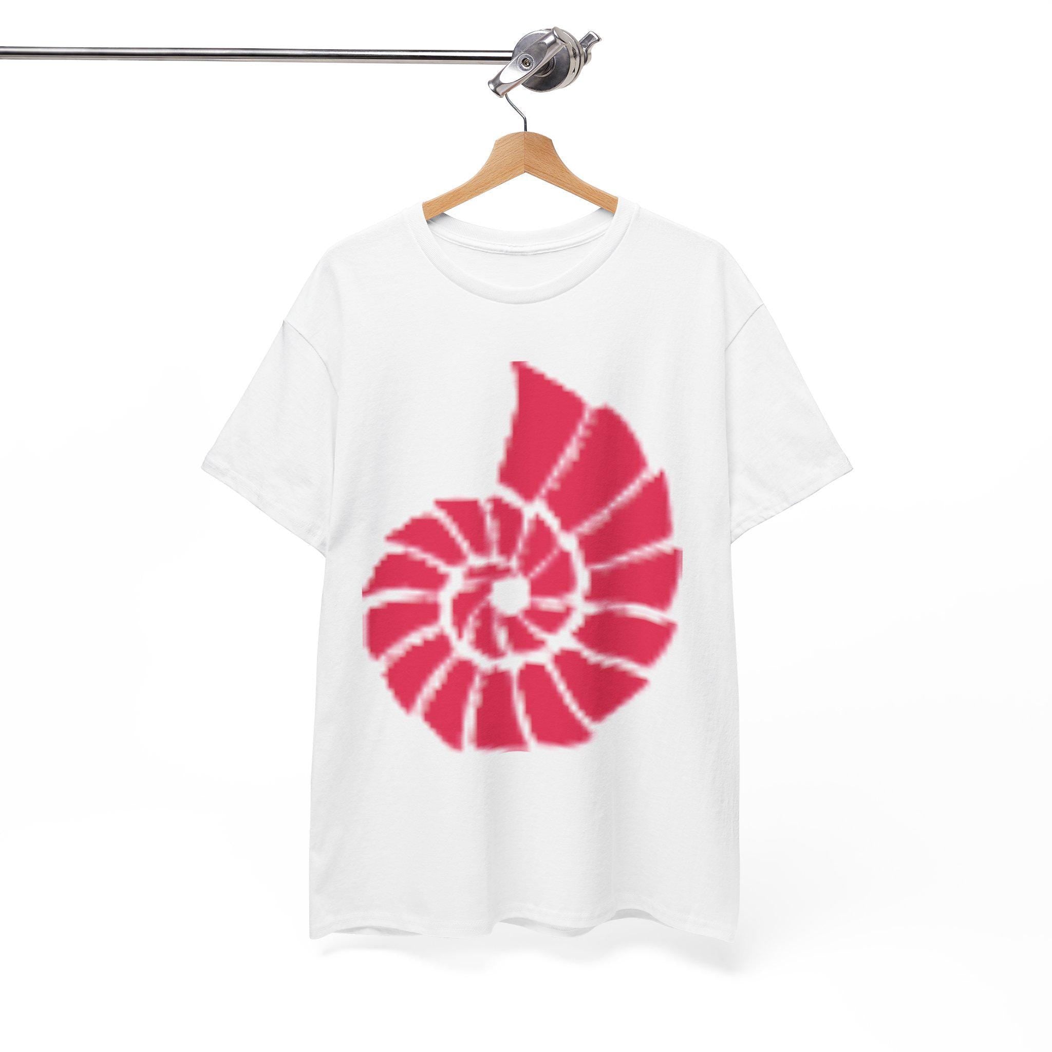 Nautilus Spiral Graphic T Shirt, Coral Red Ocean Shell Design, Coastal Beach Unisex Gift