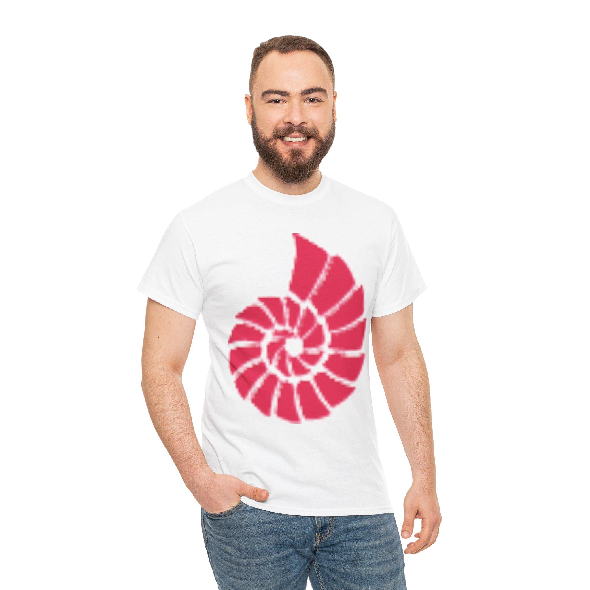 Nautilus Spiral Graphic T Shirt, Coral Red Ocean Shell Design, Coastal Beach Unisex Gift