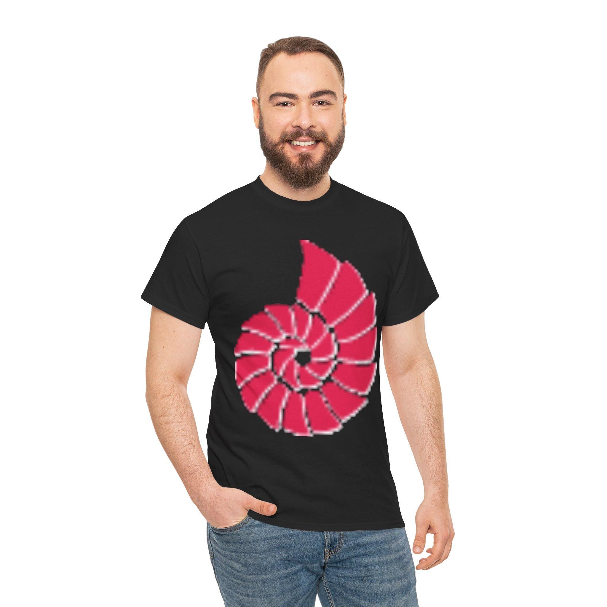 Nautilus Spiral Graphic T Shirt, Coral Red Ocean Shell Design, Coastal Beach Unisex Gift