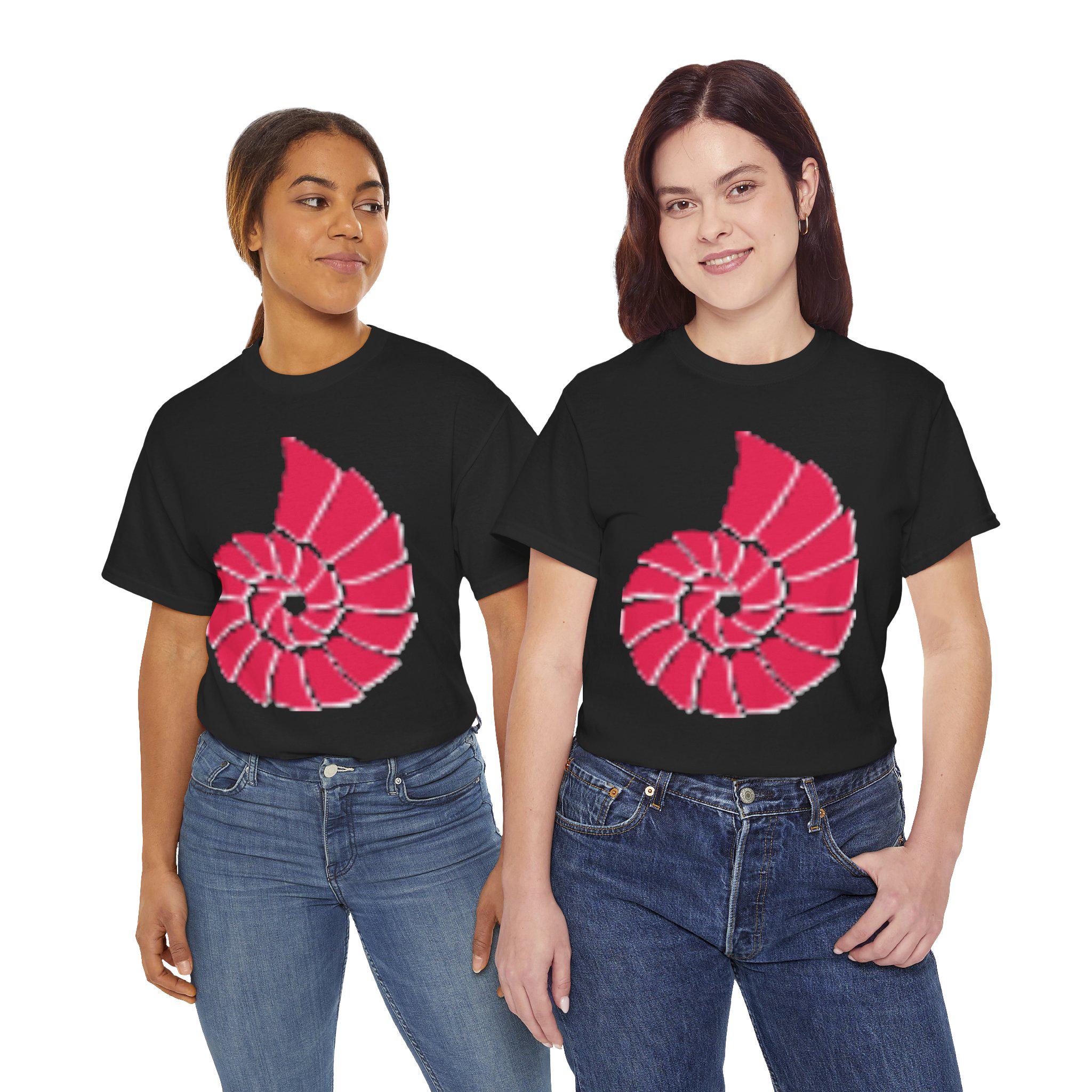 Nautilus Spiral Graphic T Shirt, Coral Red Ocean Shell Design, Coastal Beach Unisex Gift
