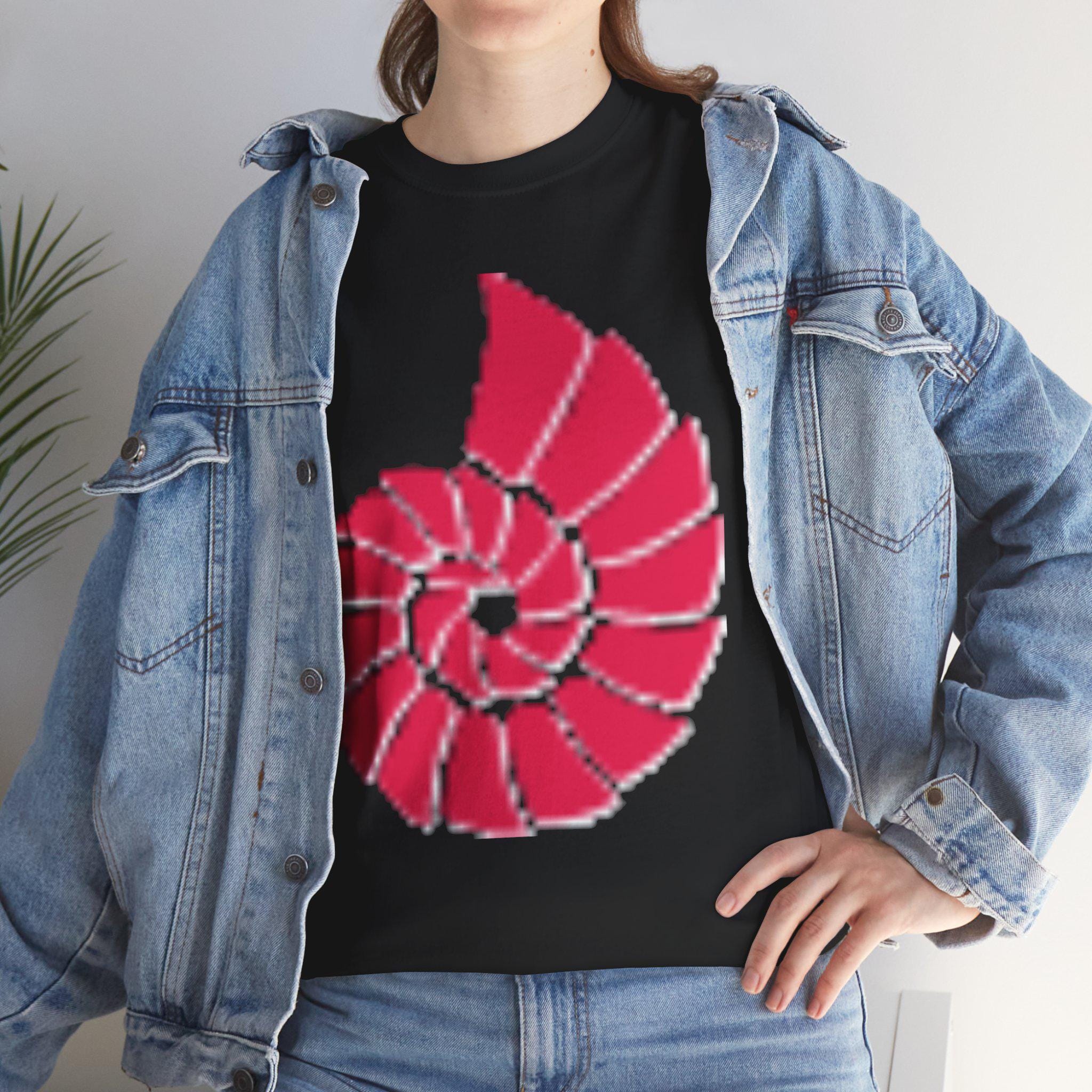 Nautilus Spiral Graphic T Shirt, Coral Red Ocean Shell Design, Coastal Beach Unisex Gift