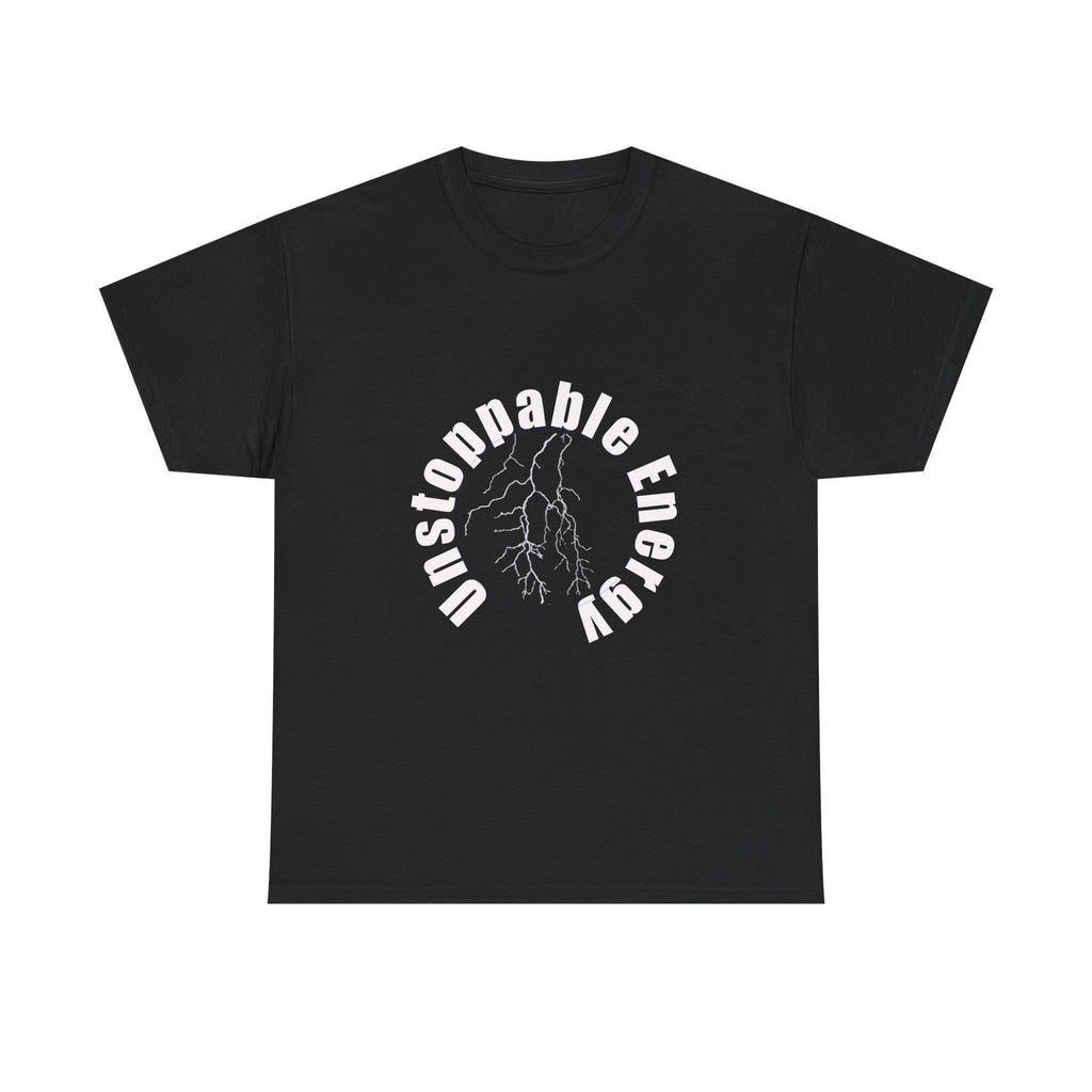 Unstoppable Energy lightning circle Tee | Minimalist bold white on black