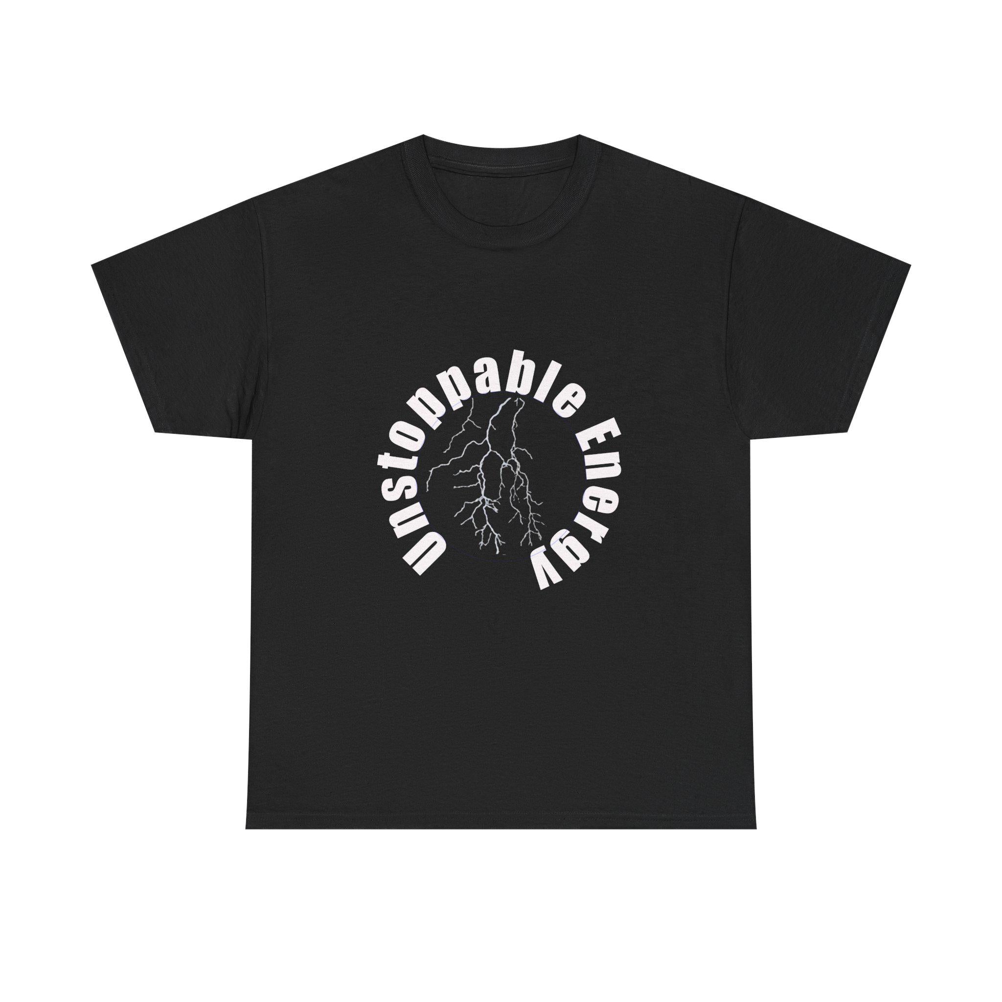 Unstoppable Energy lightning circle Tee | Minimalist bold white on black