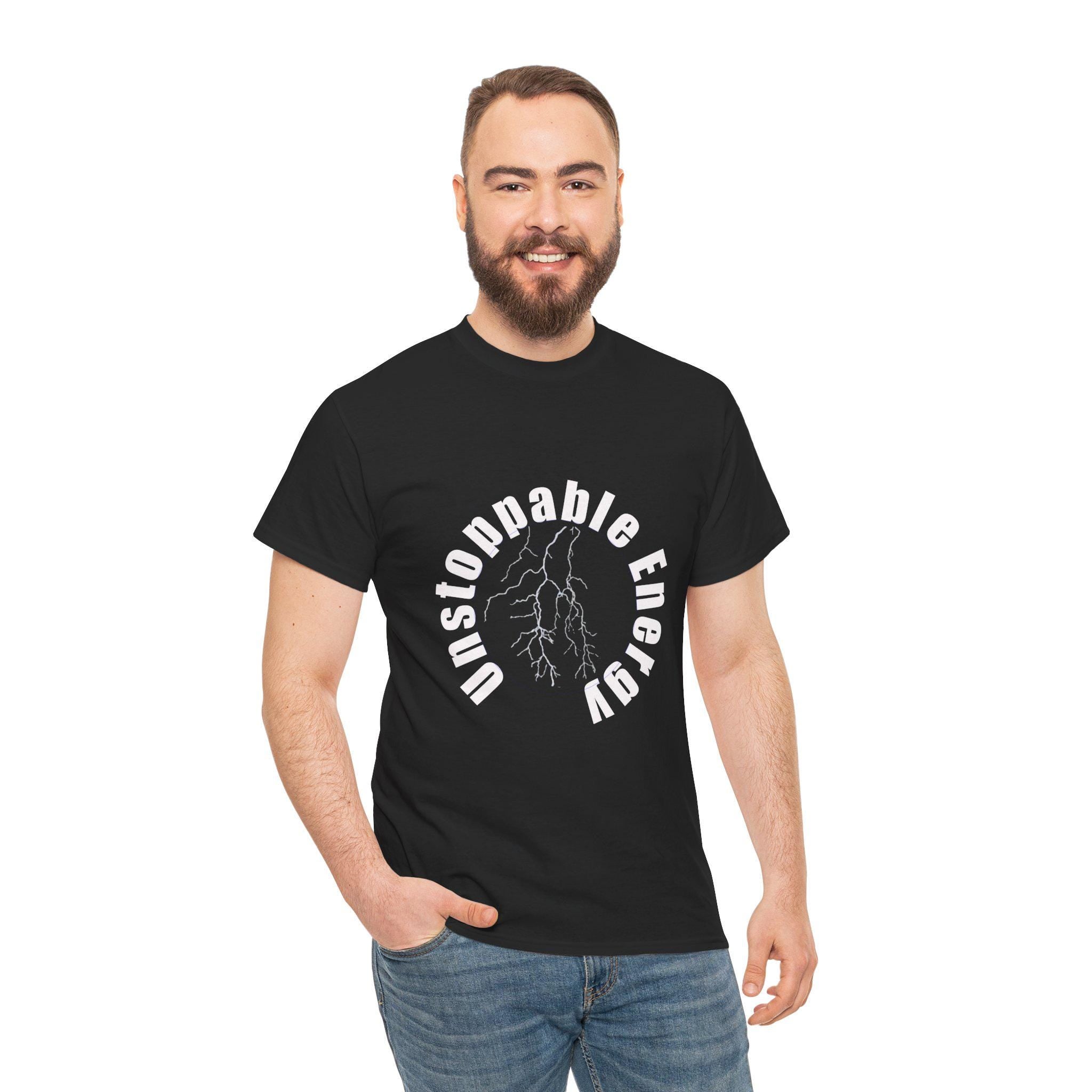 Unstoppable Energy lightning circle Tee | Minimalist bold white on black
