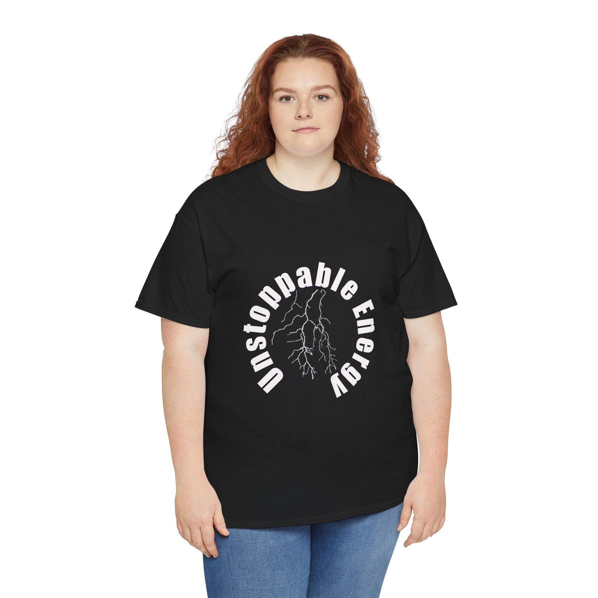 Unstoppable Energy lightning circle Tee | Minimalist bold white on black