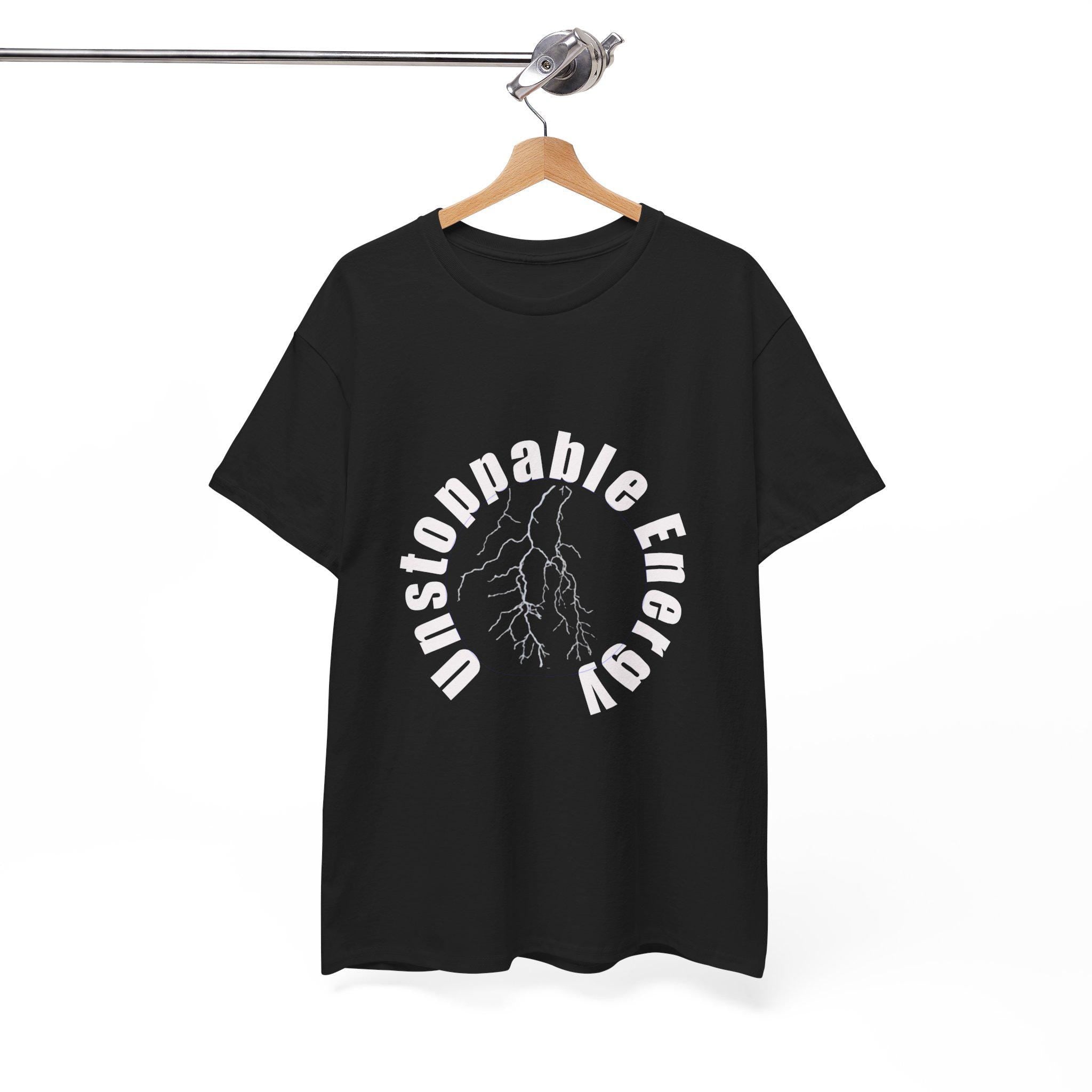 Unstoppable Energy lightning circle Tee | Minimalist bold white on black