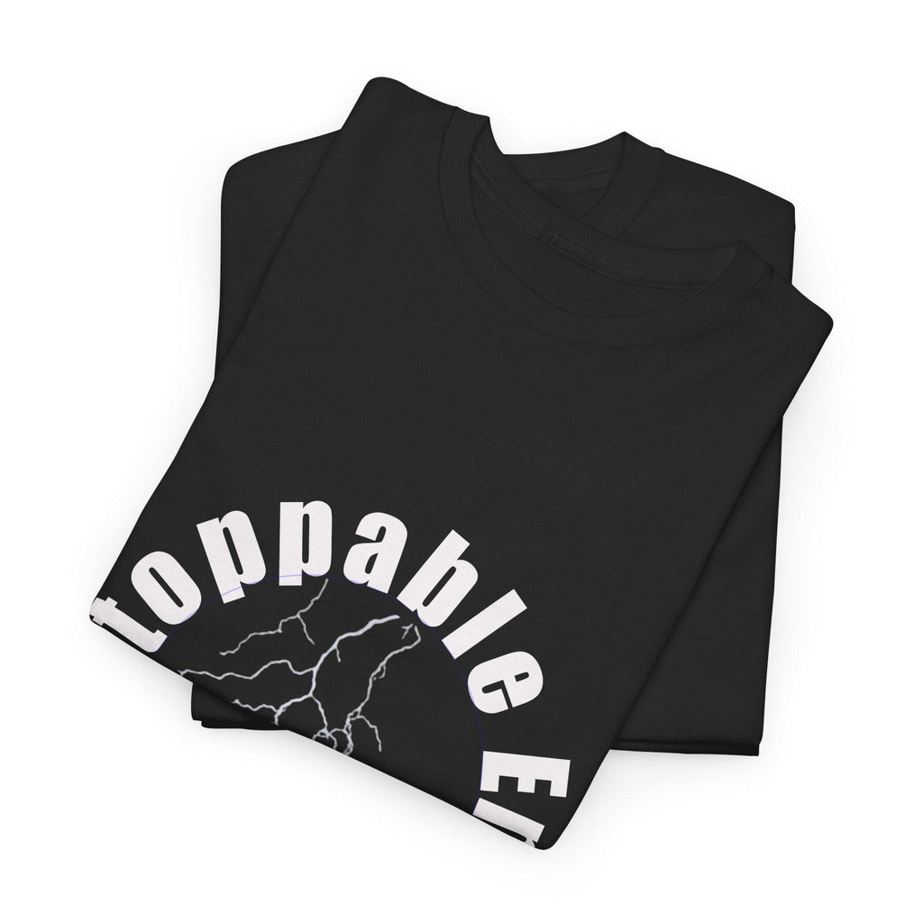 Unstoppable Energy lightning circle Tee | Minimalist bold white on black