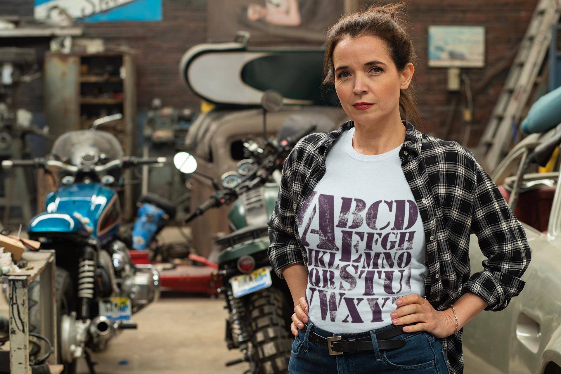 Vintage Alphabet Shirt ABC Graphic Tee Stencil Typography Teacher Gift
