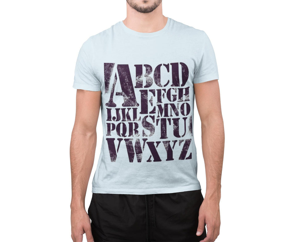 Vintage Alphabet Shirt ABC Graphic Tee Stencil Typography Teacher Gift