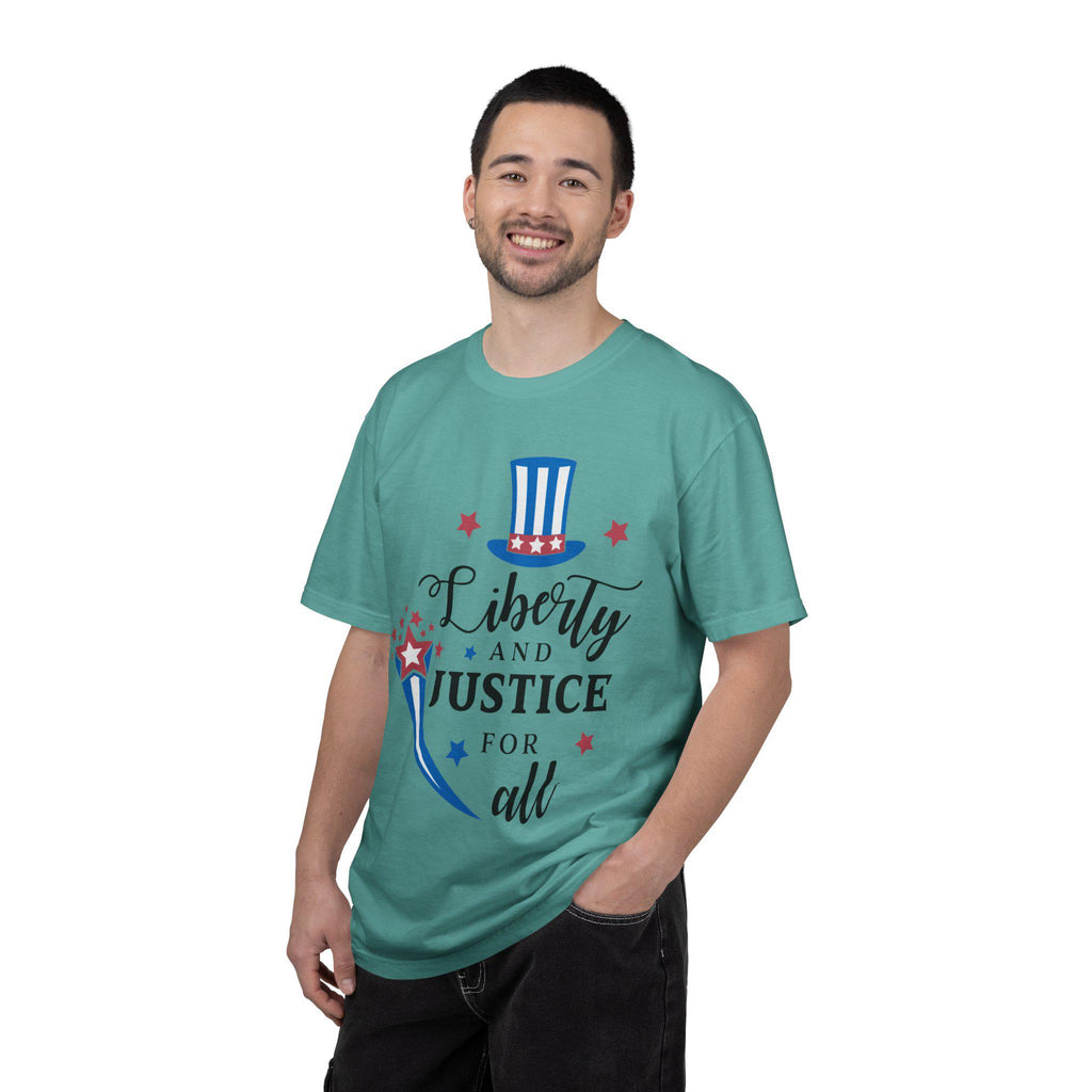 Liberty and Justice Patriotic Top Hat T-Shirt | Vintage Graphic Tee