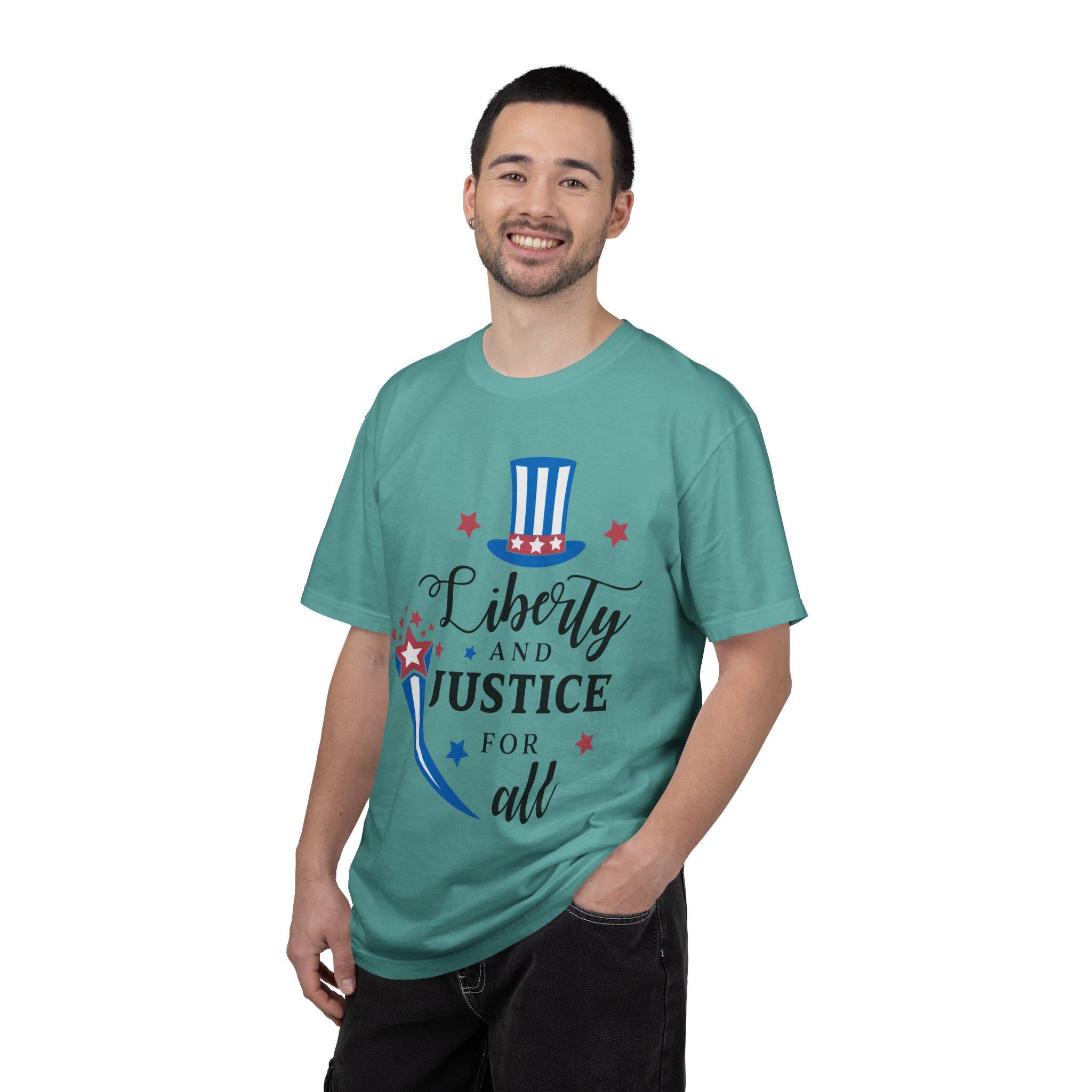 Liberty and Justice Patriotic Top Hat T-Shirt | Vintage Graphic Tee