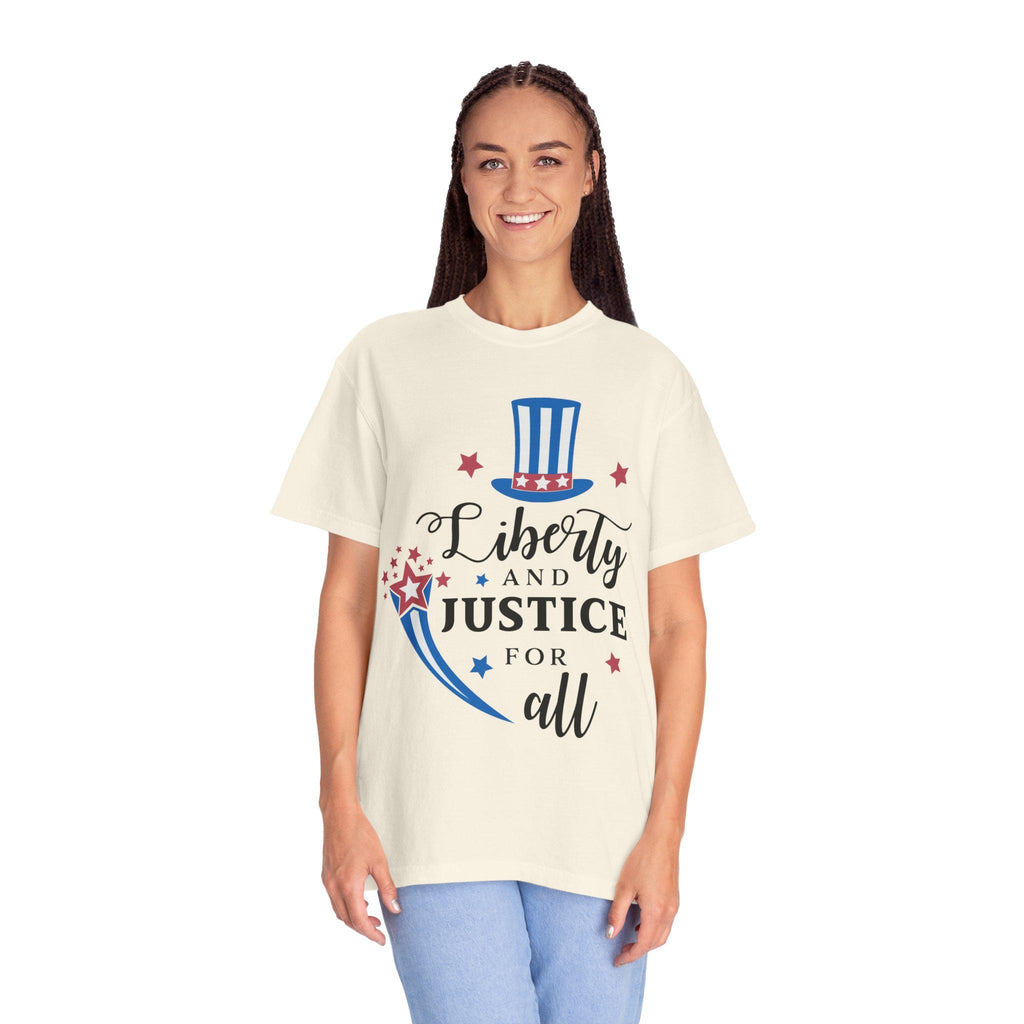 Liberty and Justice Patriotic Top Hat T-Shirt | Vintage Graphic Tee