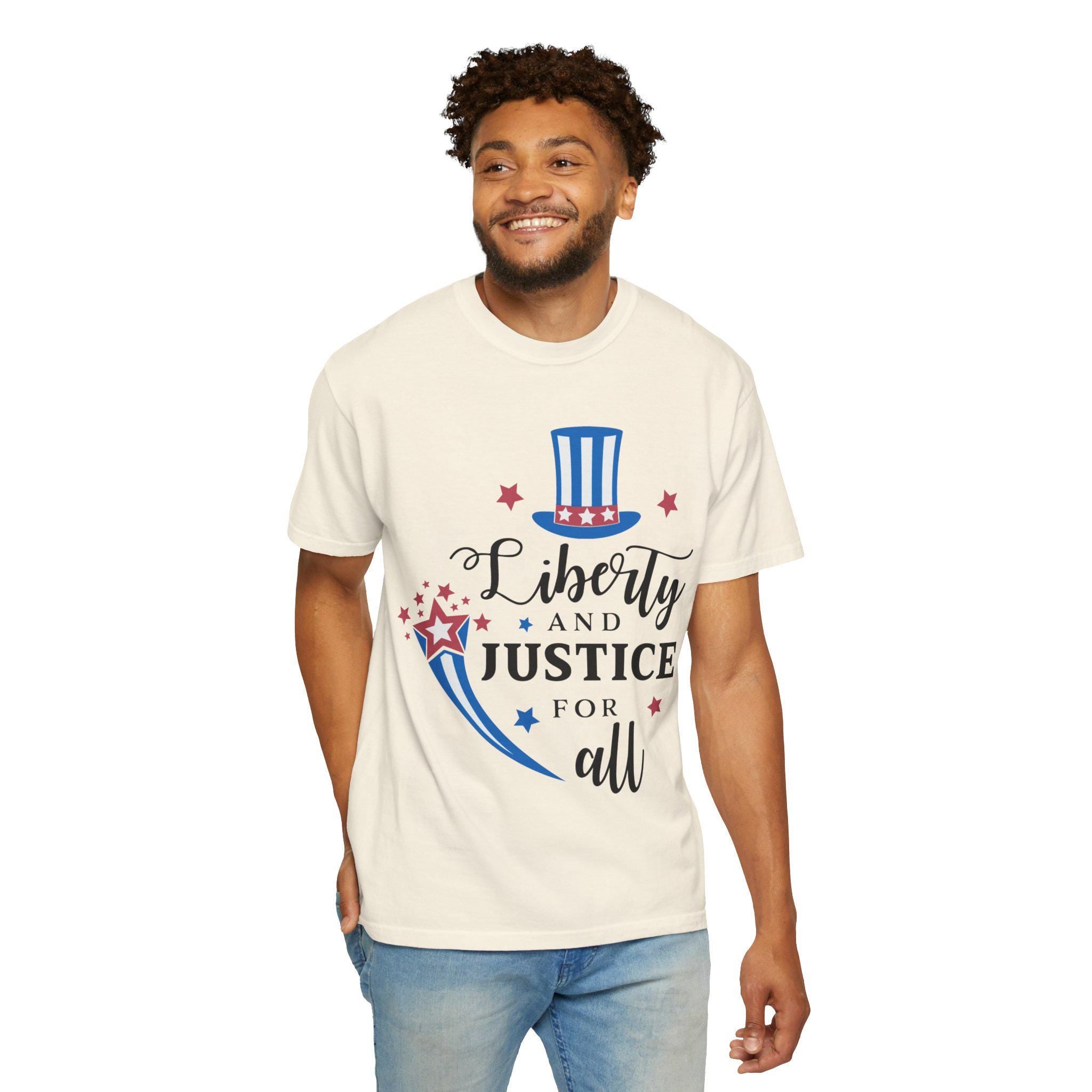 Liberty and Justice Patriotic Top Hat T-Shirt | Vintage Graphic Tee