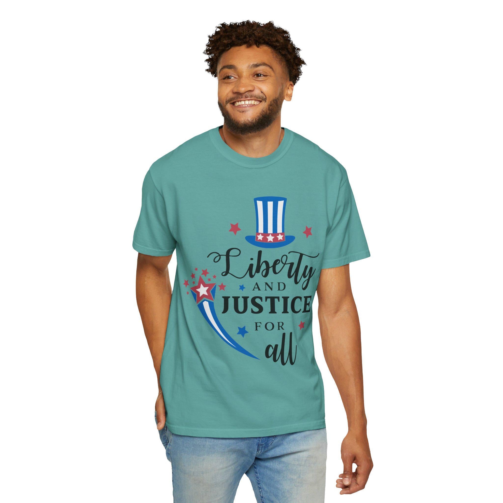 Liberty and Justice Patriotic Top Hat T-Shirt | Vintage Graphic Tee