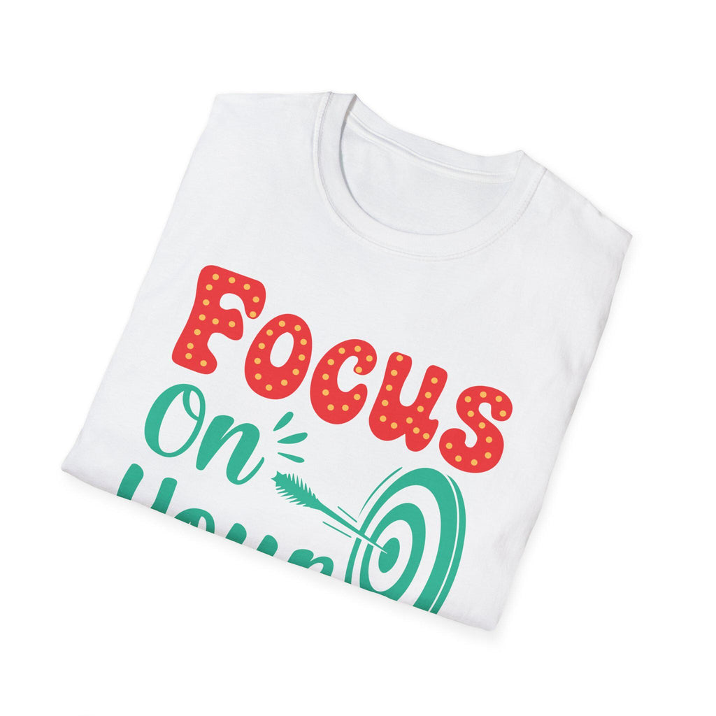 Focus On Your Goals tee | Motivational Graphic T-Shirt, Hand-Lettered Target Design