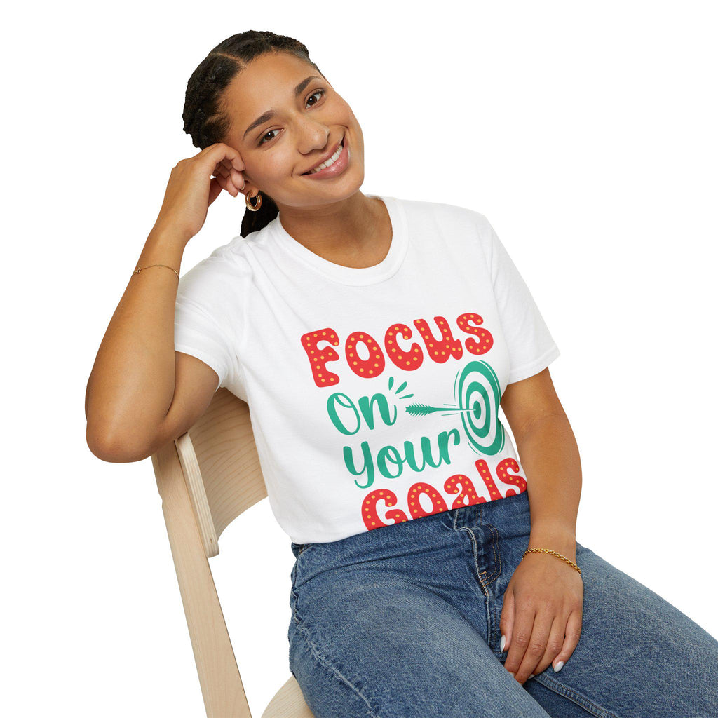 Focus On Your Goals tee | Motivational Graphic T-Shirt, Hand-Lettered Target Design
