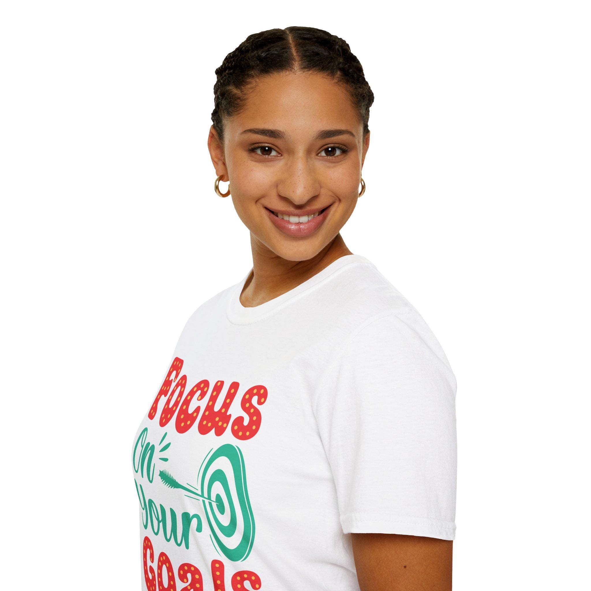 Focus On Your Goals tee | Motivational Graphic T-Shirt, Hand-Lettered Target Design