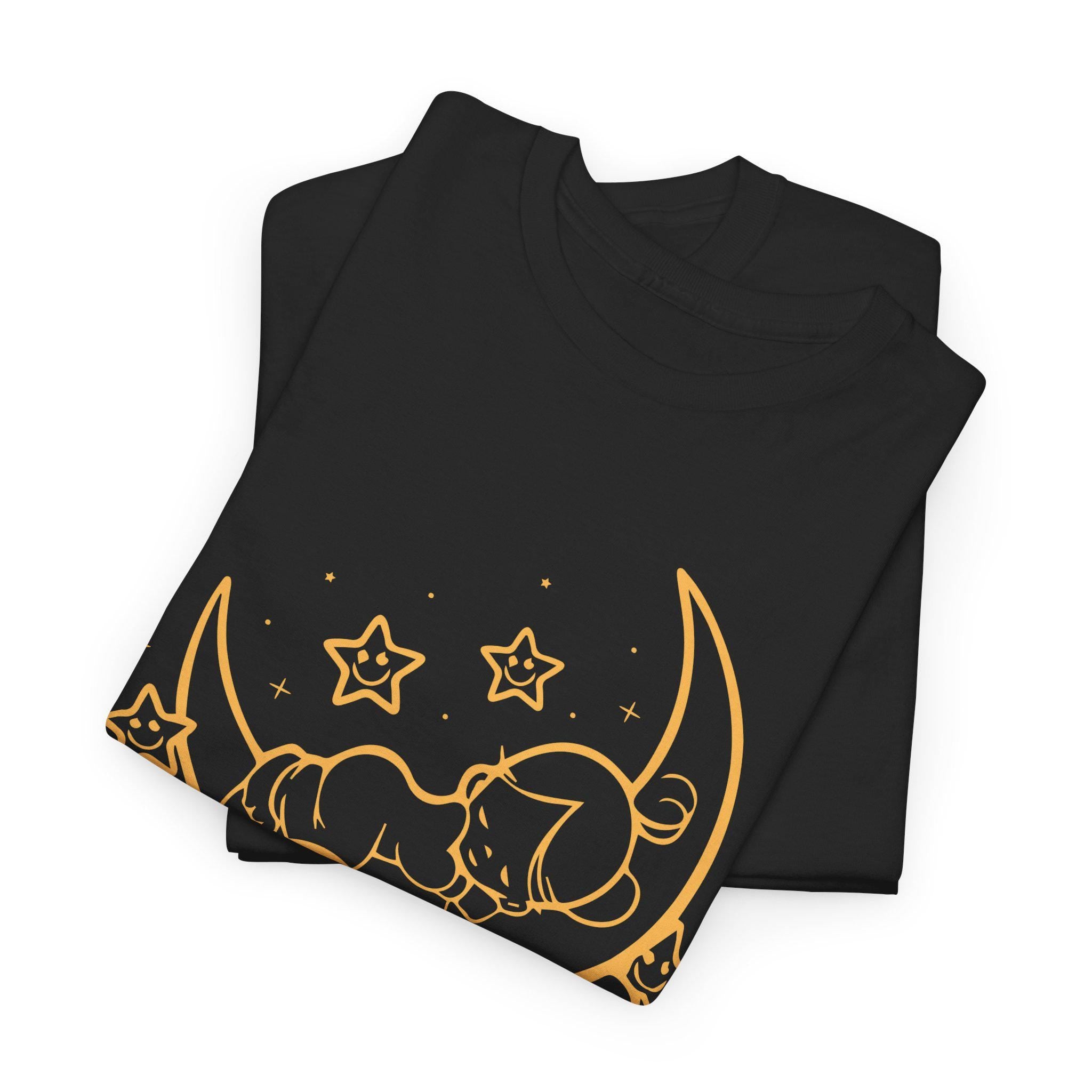 Sleeping Moon Sketch Dream Tee | Crescent Moon, Stars Night Illustration