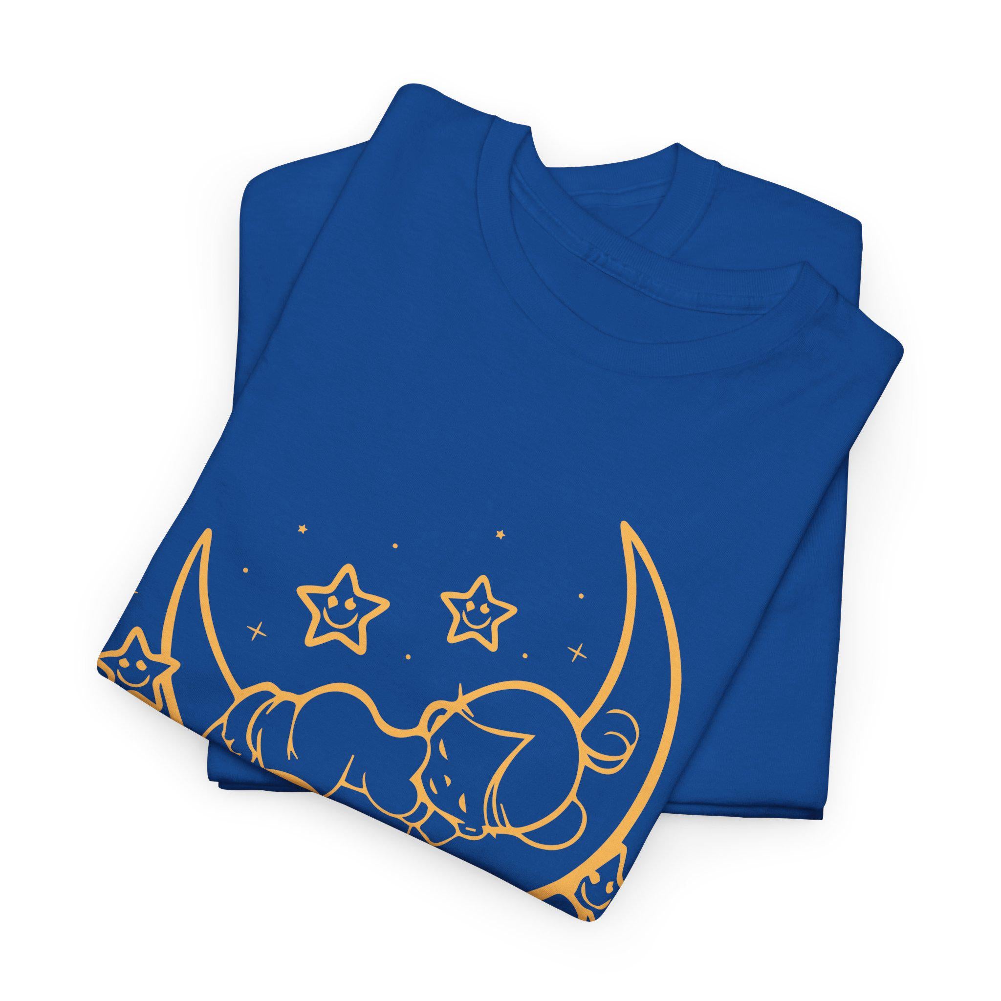Sleeping Moon Sketch Dream Tee | Crescent Moon, Stars Night Illustration