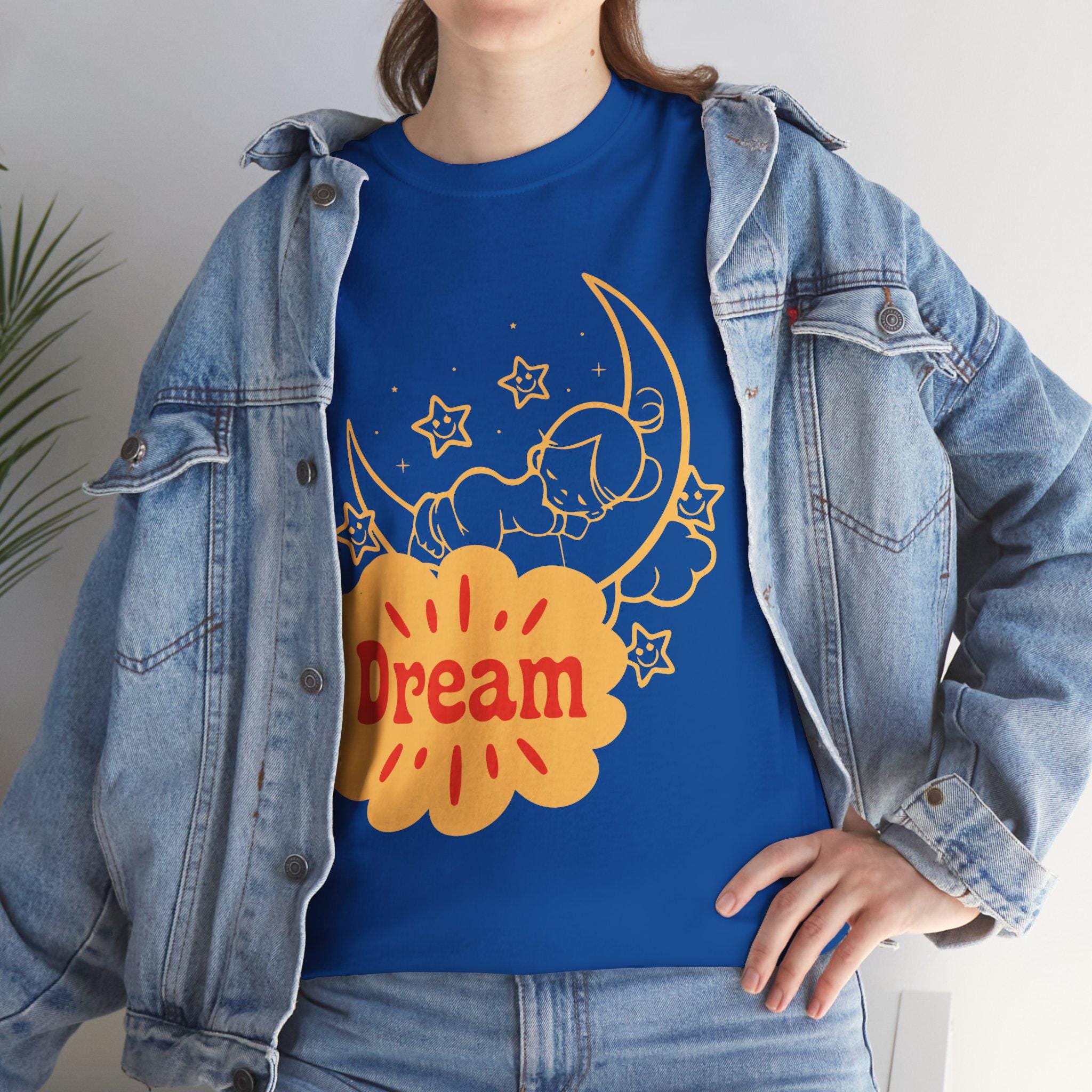 Sleeping Moon Sketch Dream Tee | Crescent Moon, Stars Night Illustration