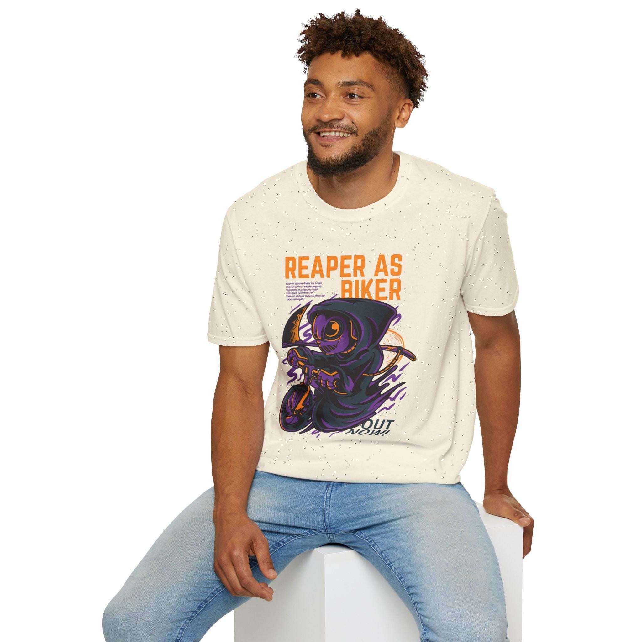 Reaper as Biker T-Shirt | Grim Reaper Motorcycle Illustration