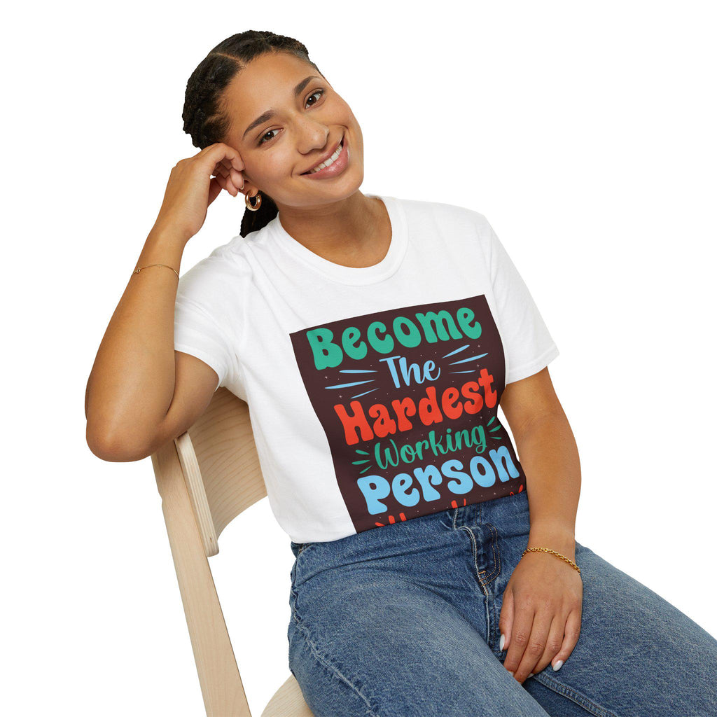 Bold Hand-Lettered Motivational Typography T-Shirt | Colorful Pep Talk Chest Print