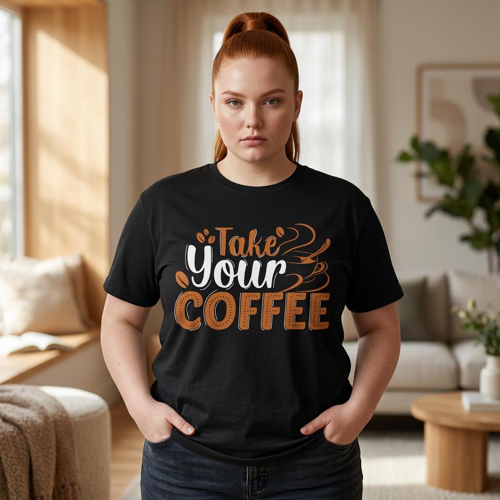 Take Your Coffee shirt | Coffee Script & Block Letter Tee, Garment-Dyed