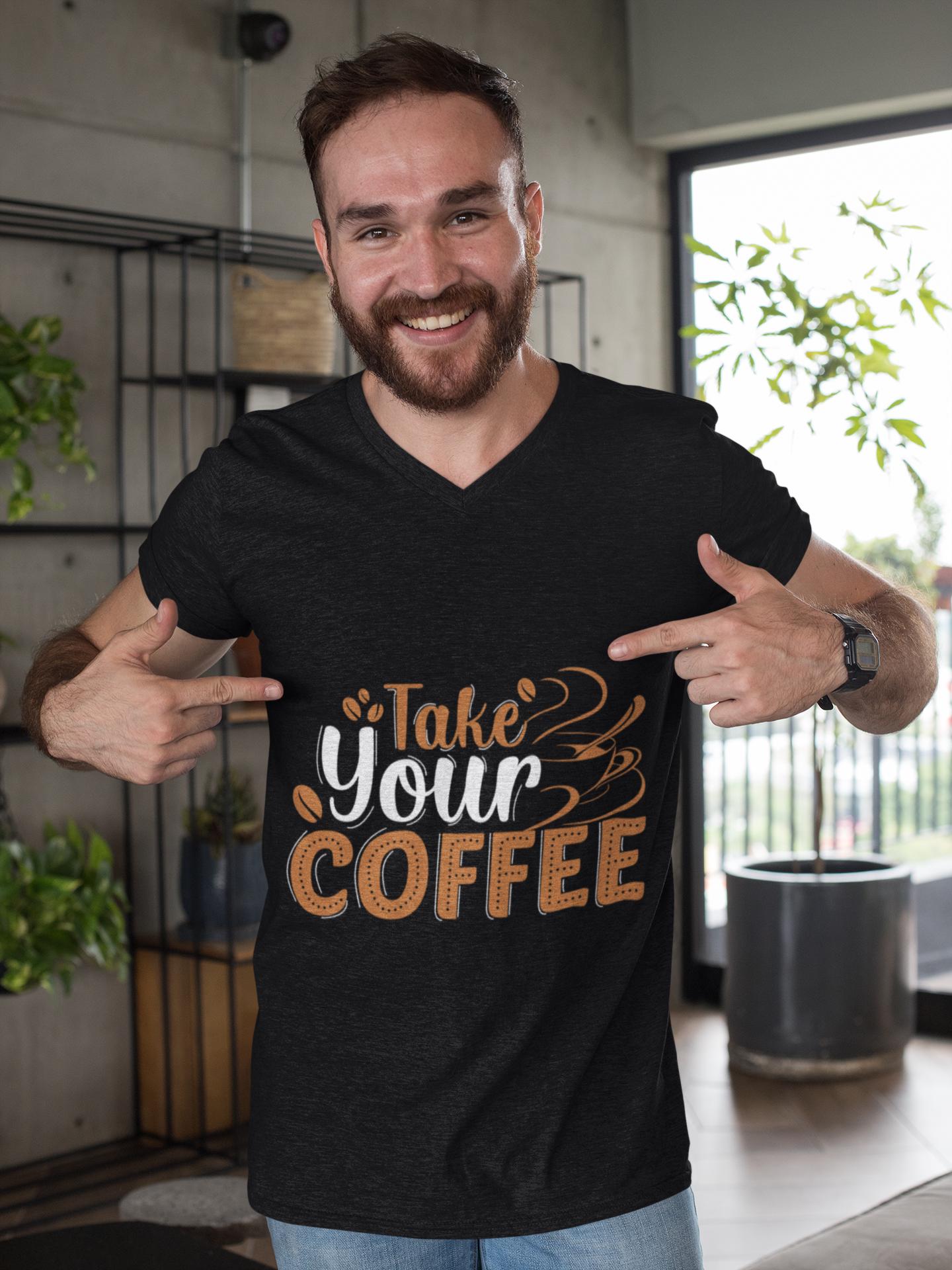 Take Your Coffee shirt | Coffee Script & Block Letter Tee, Garment-Dyed