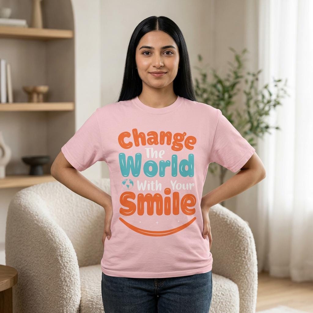 Kindness Smile Tee | Garment-Dyed Navy Cotton T-Shirt