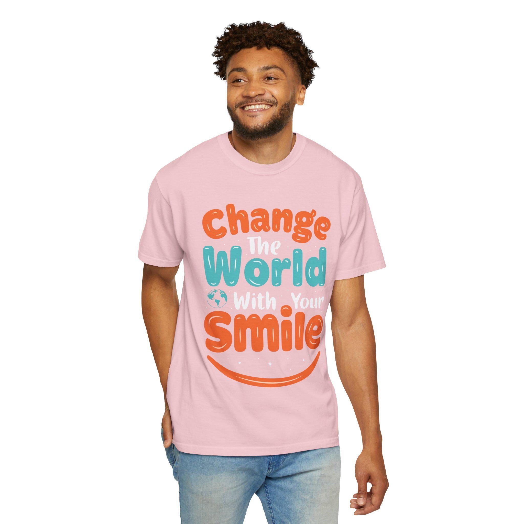 Kindness Smile Tee | Garment-Dyed Navy Cotton T-Shirt