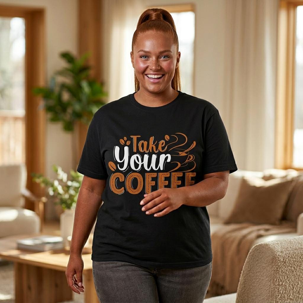 Take Your Coffee shirt | Coffee Script & Block Letter Tee, Garment-Dyed