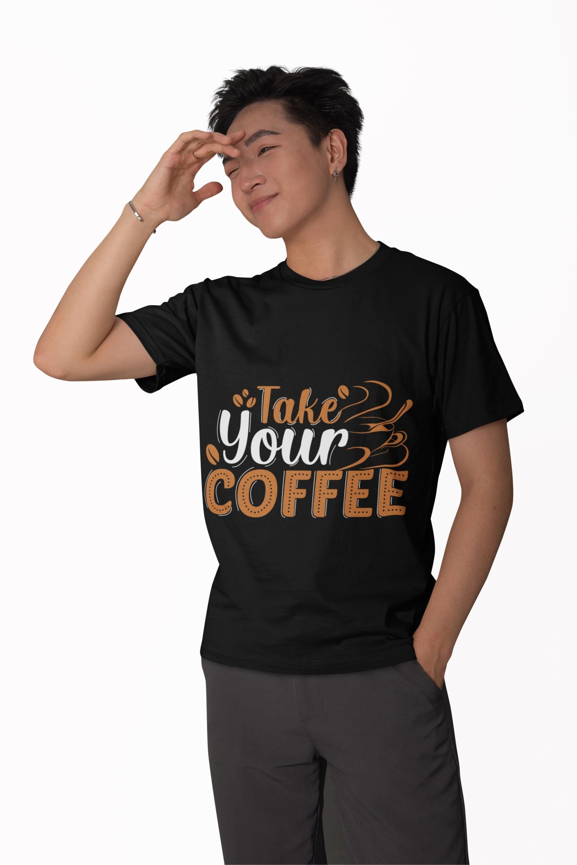 Take Your Coffee shirt | Coffee Script & Block Letter Tee, Garment-Dyed