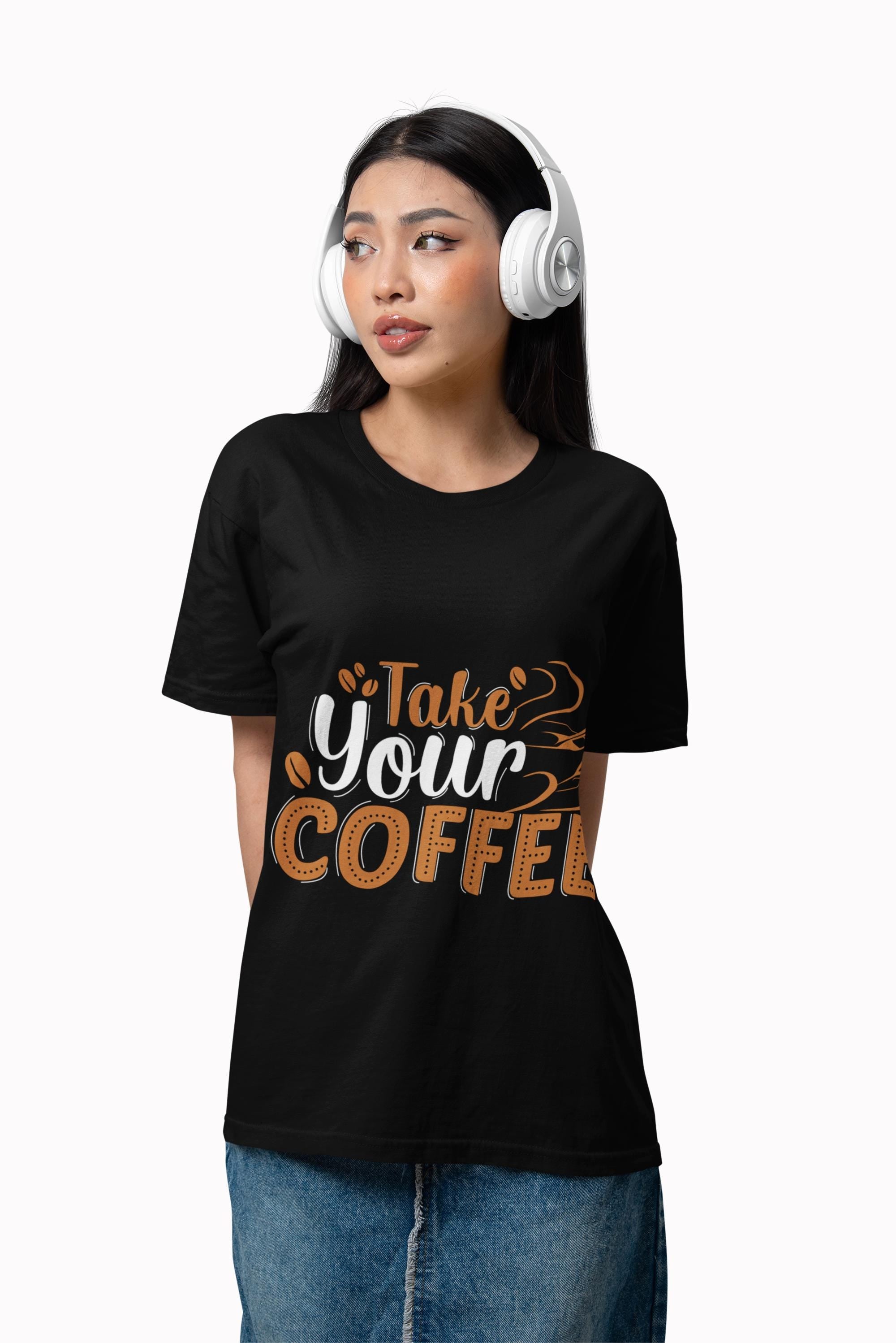 Take Your Coffee shirt | Coffee Script & Block Letter Tee, Garment-Dyed