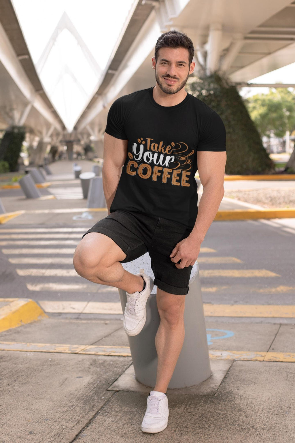 Take Your Coffee shirt | Coffee Script & Block Letter Tee, Garment-Dyed