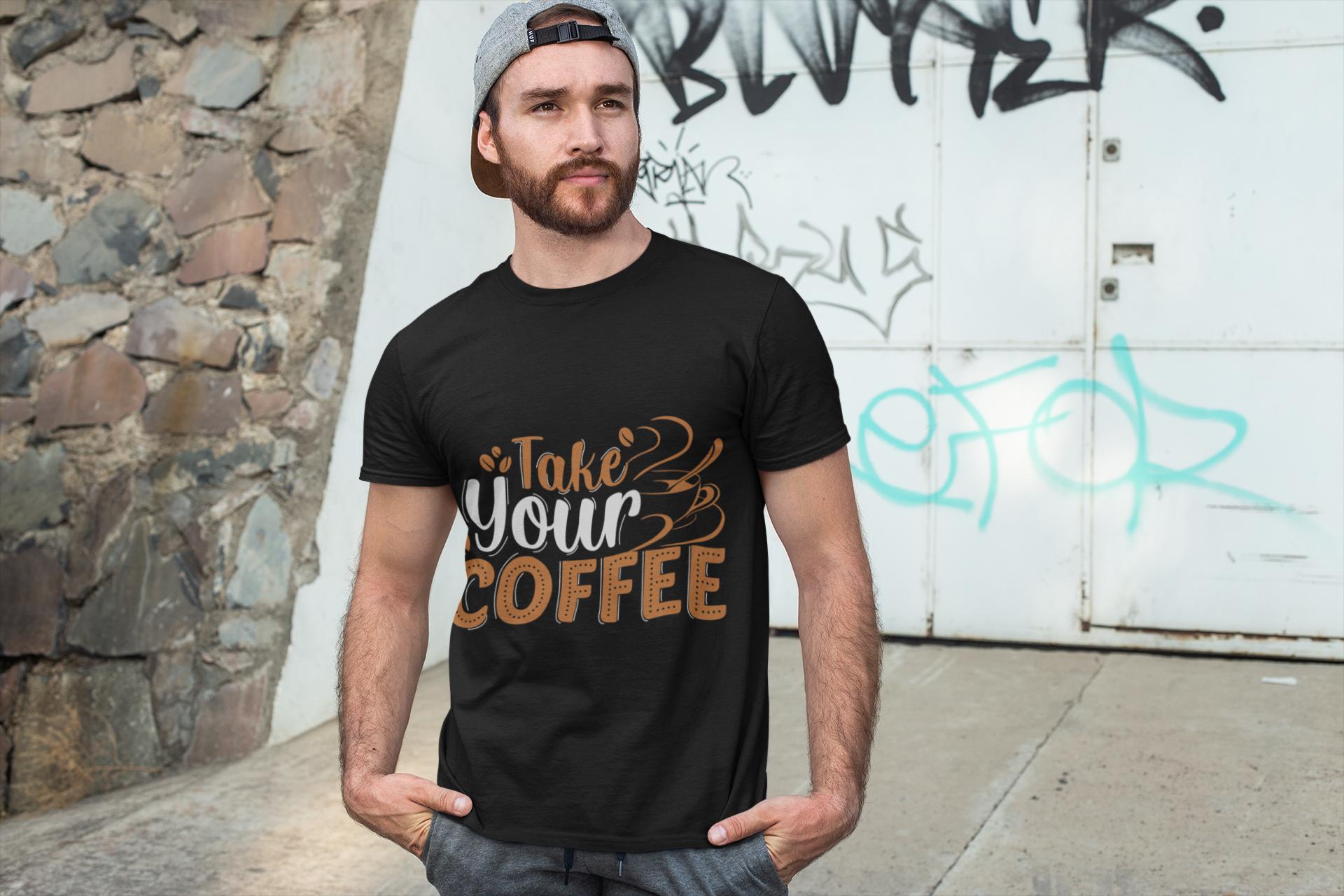 Take Your Coffee shirt | Coffee Script & Block Letter Tee, Garment-Dyed