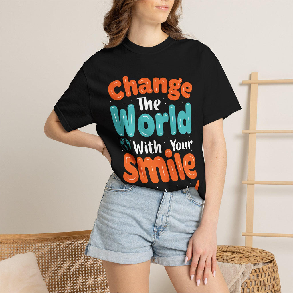 Kindness Smile Tee | Garment-Dyed Navy Cotton T-Shirt