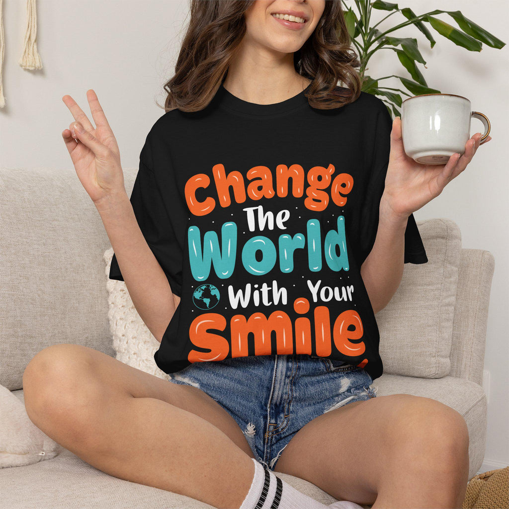 Kindness Smile Tee | Garment-Dyed Navy Cotton T-Shirt